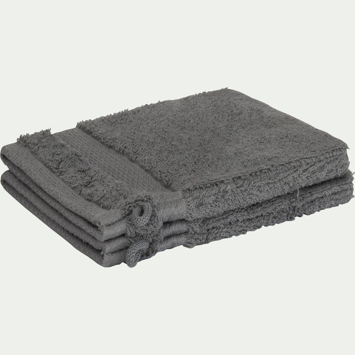 AZUR - Lot de 2 gants de toilette en coton peigné - gris restanque