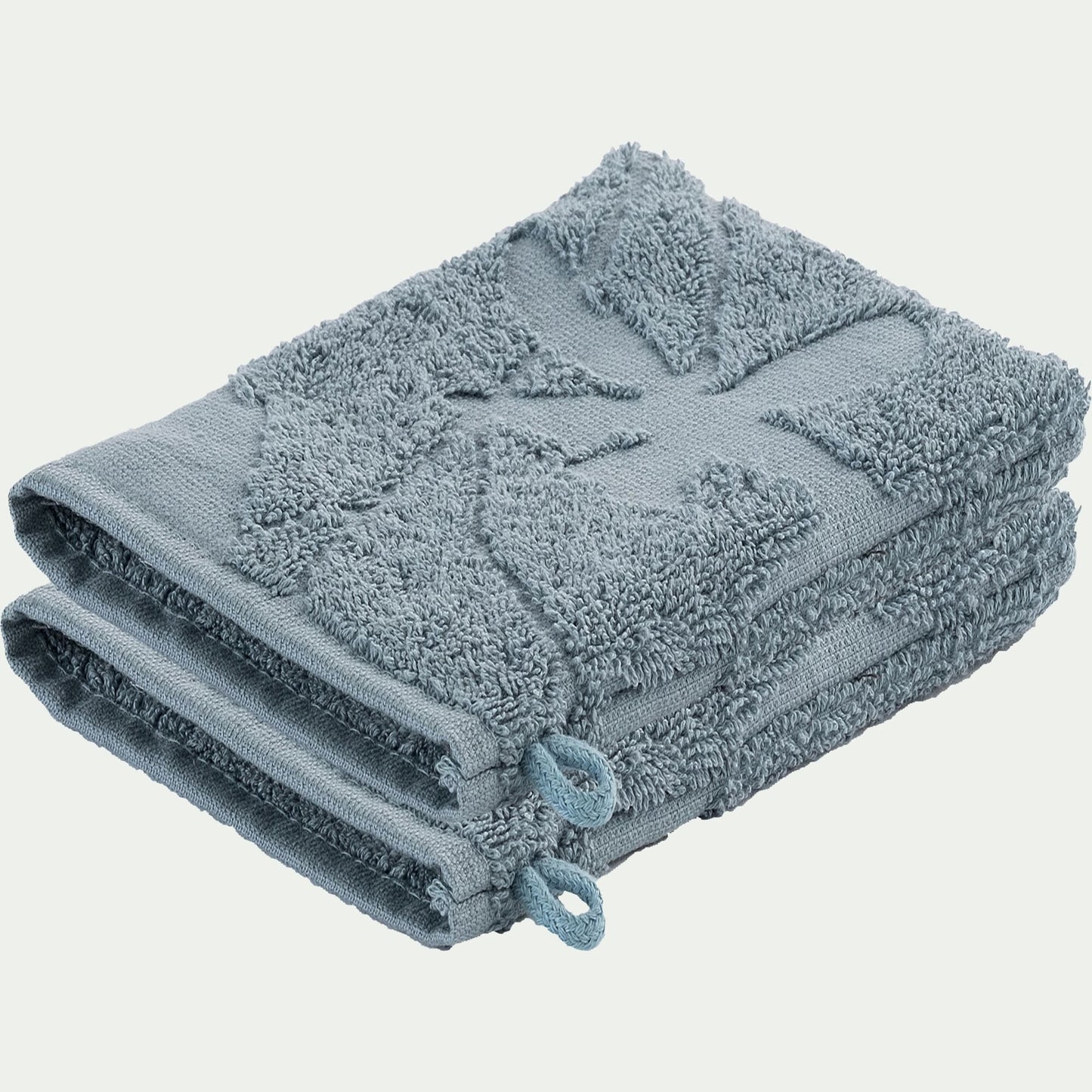 RYAD - Lot de 2 gants de toilette en coton - bleu calaluna
