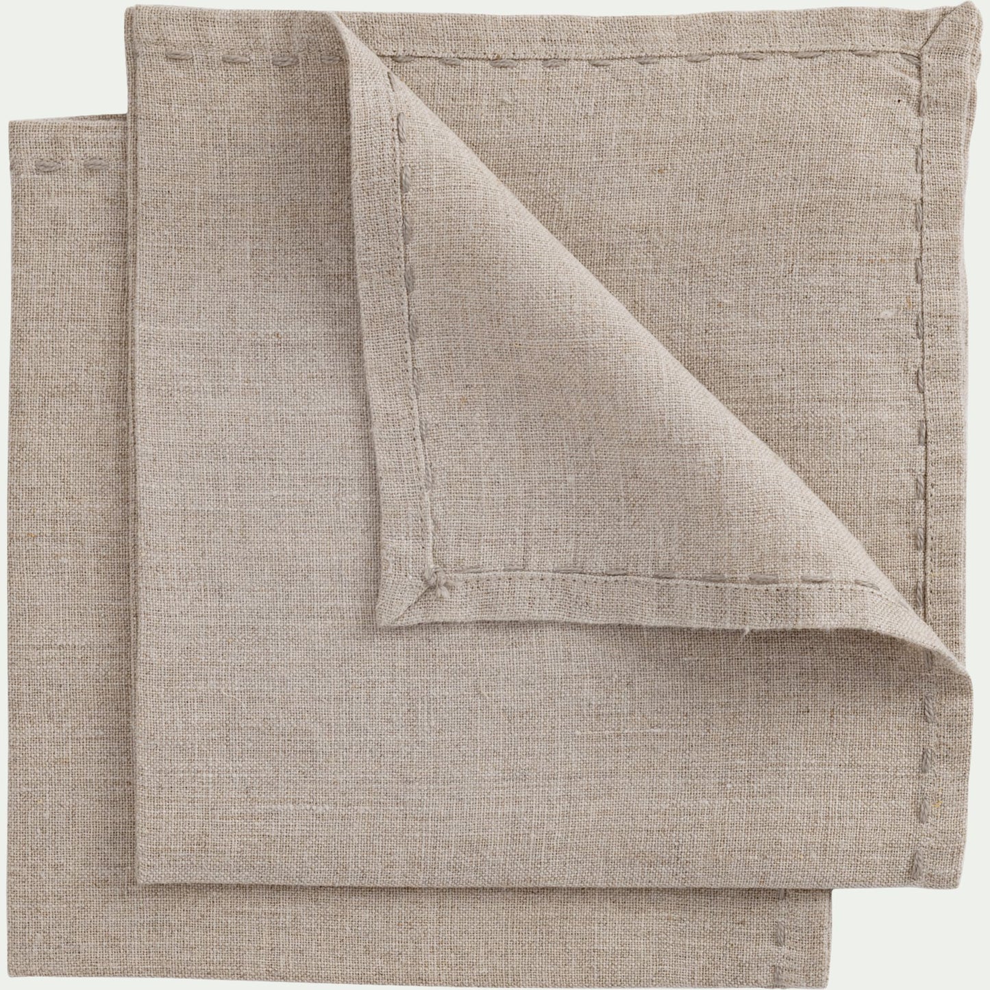 VINON - Lot de 2 serviettes de table en lin lavé - naturel
