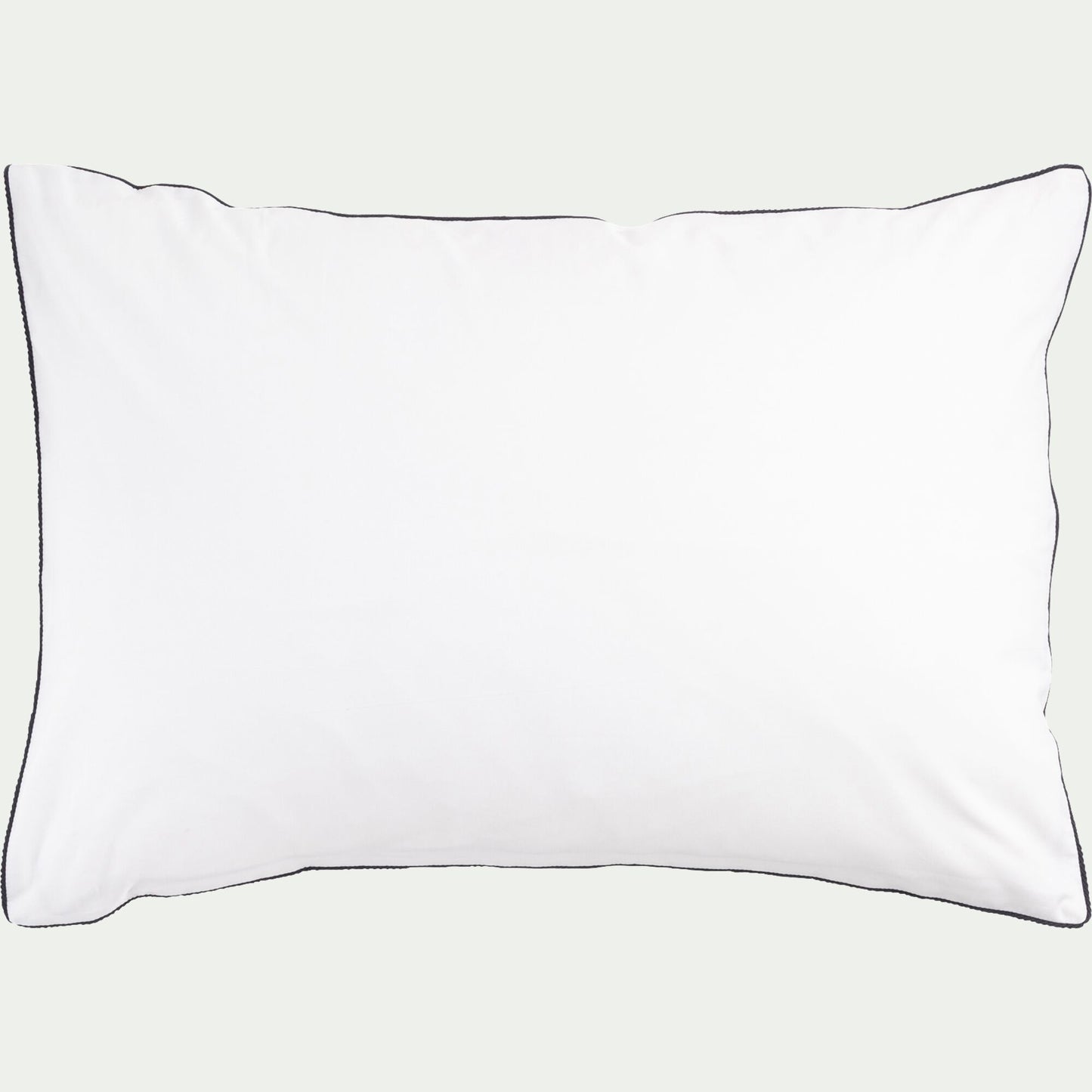 EZIO - Lot de 2 taies d'oreiller en percale de coton 50x70cm avec liseré tressé gris calabrun - blanc