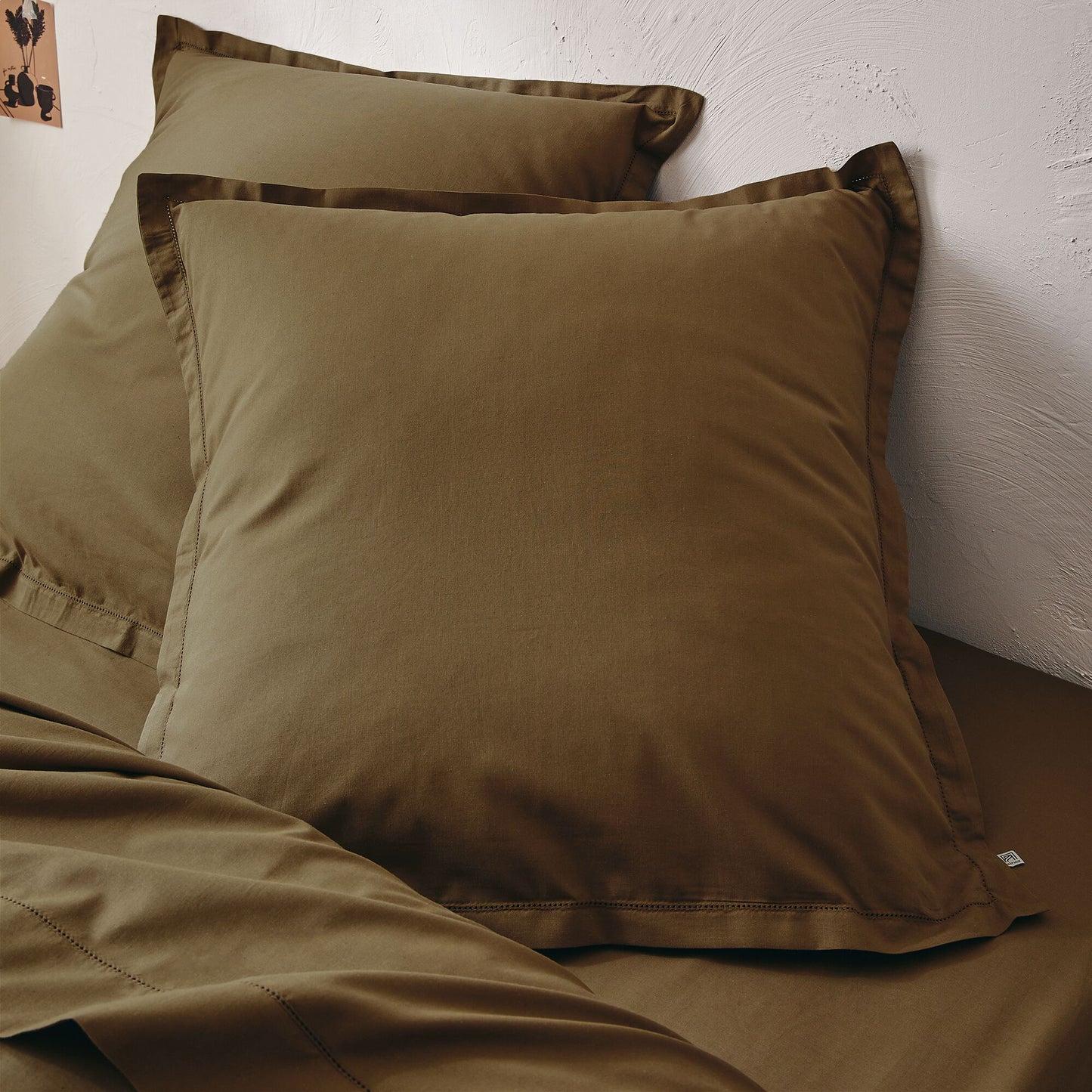 ORGANICA - Lot de 2 taies d'oreiller en coton bio 65x65cm - vert mousse