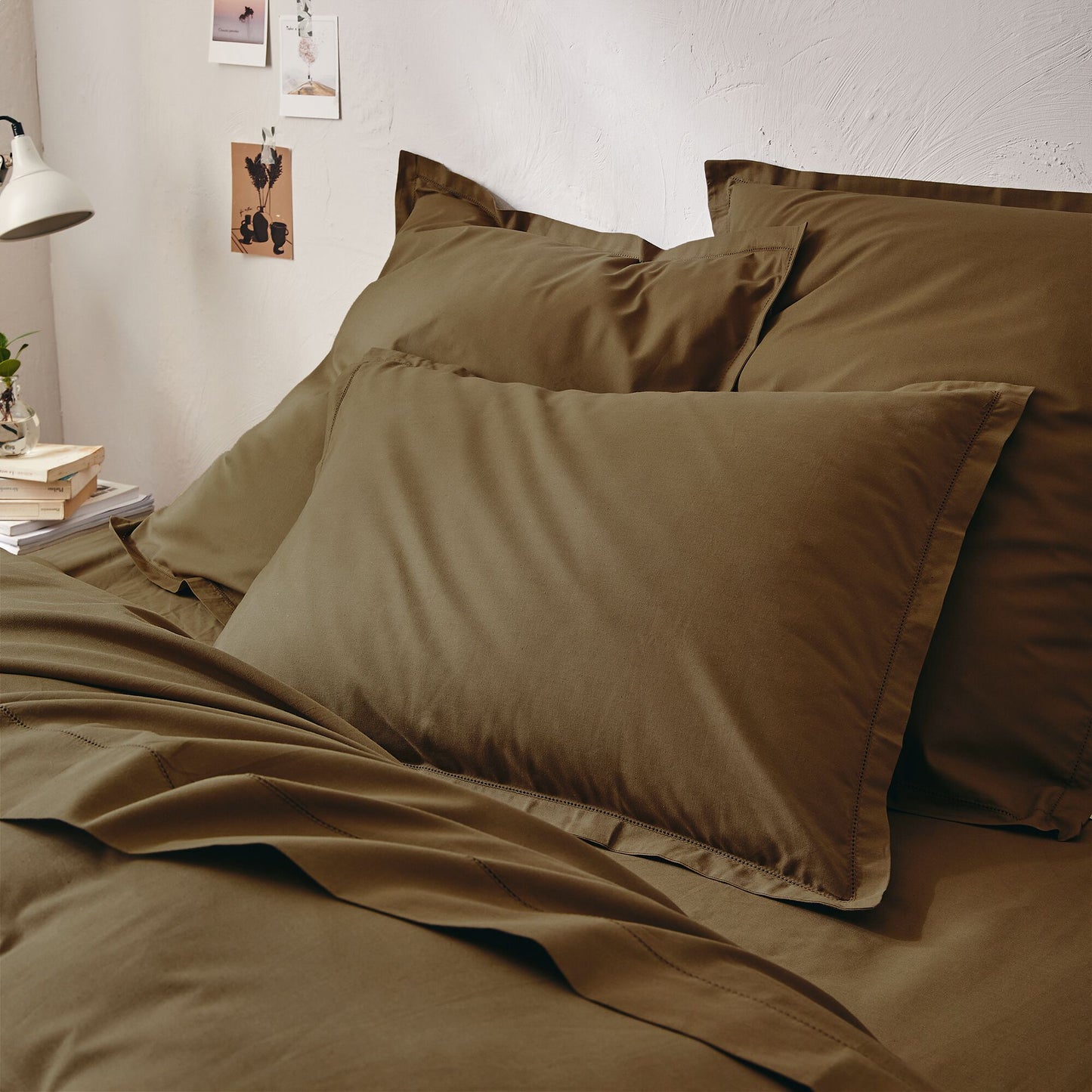 ORGANICA - Lot de 2 taies d'oreiller en coton bio 50x70cm - vert mousse