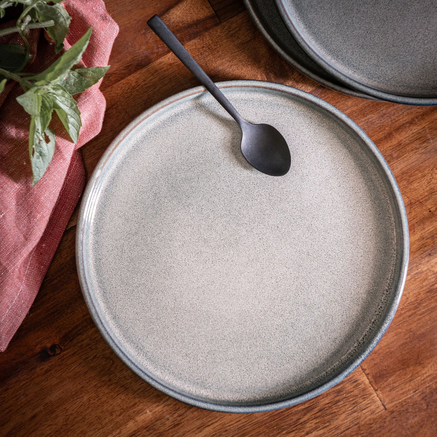 PIETRA - Lot de 4 assiettes à dessert en grès émail réactif D21cm - gris borie