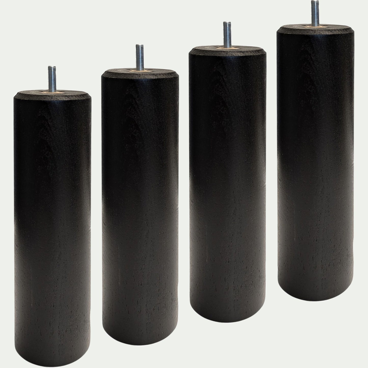 CYLINDRE - Lot de 4 pieds de sommier cylindrique H25cm - noir