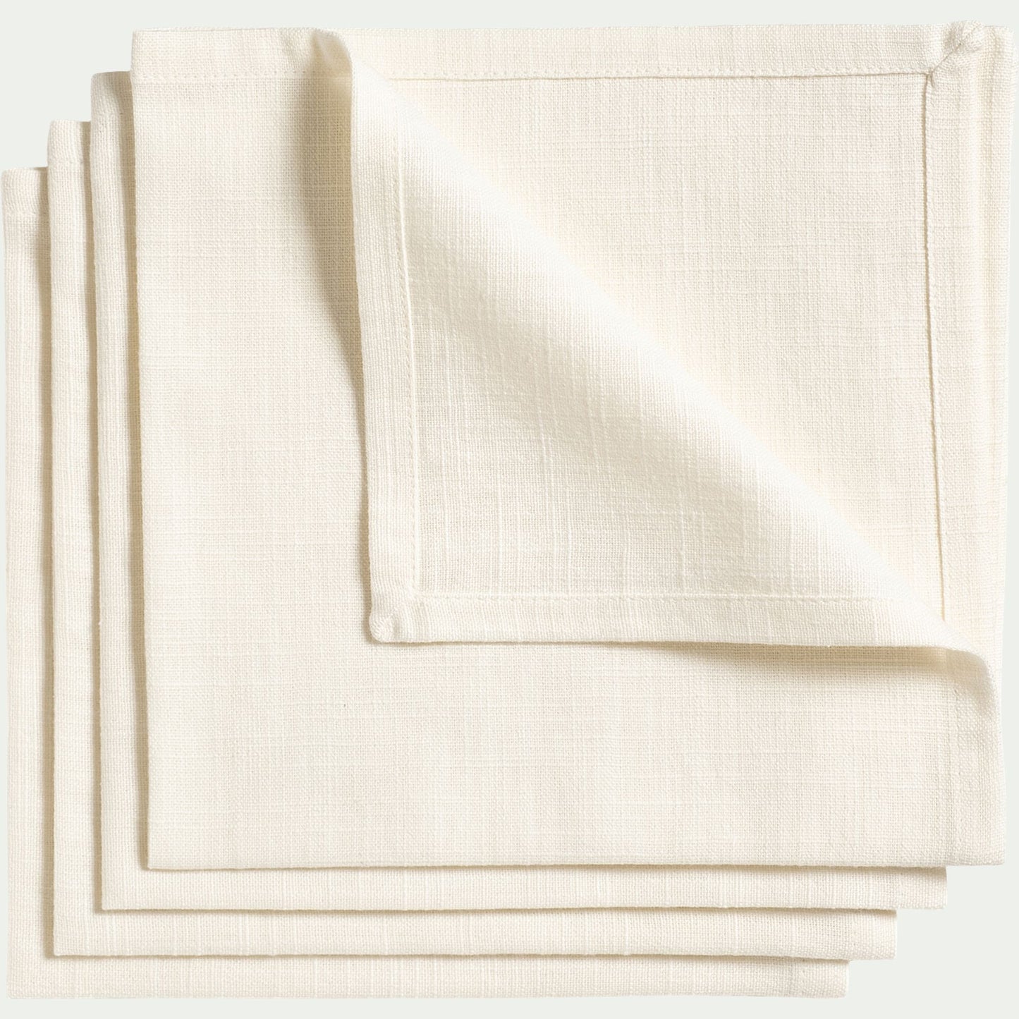 LANIS - Lot de 4 serviettes de table en coton 41x41cm - blanc écru