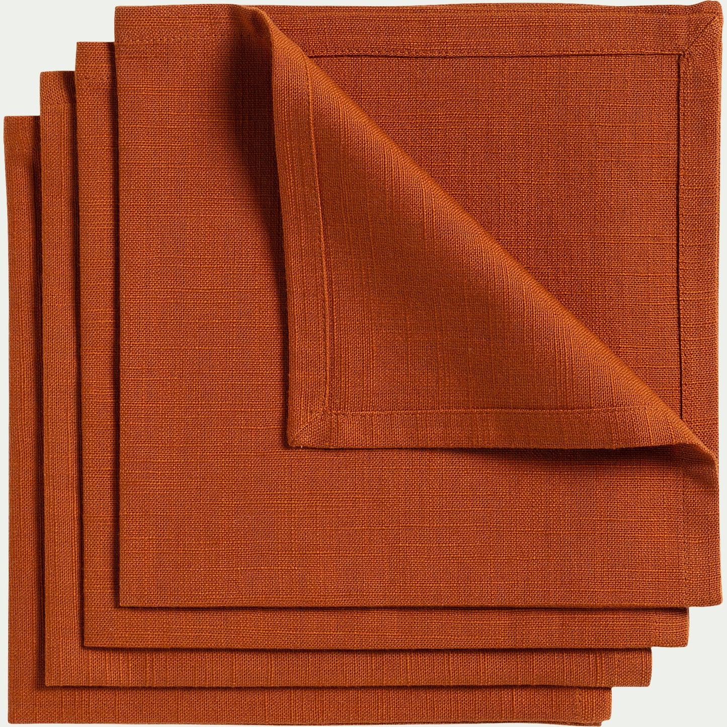 LANIS - Lot de 4 serviettes de table en coton 41x41cm - brun rustrel