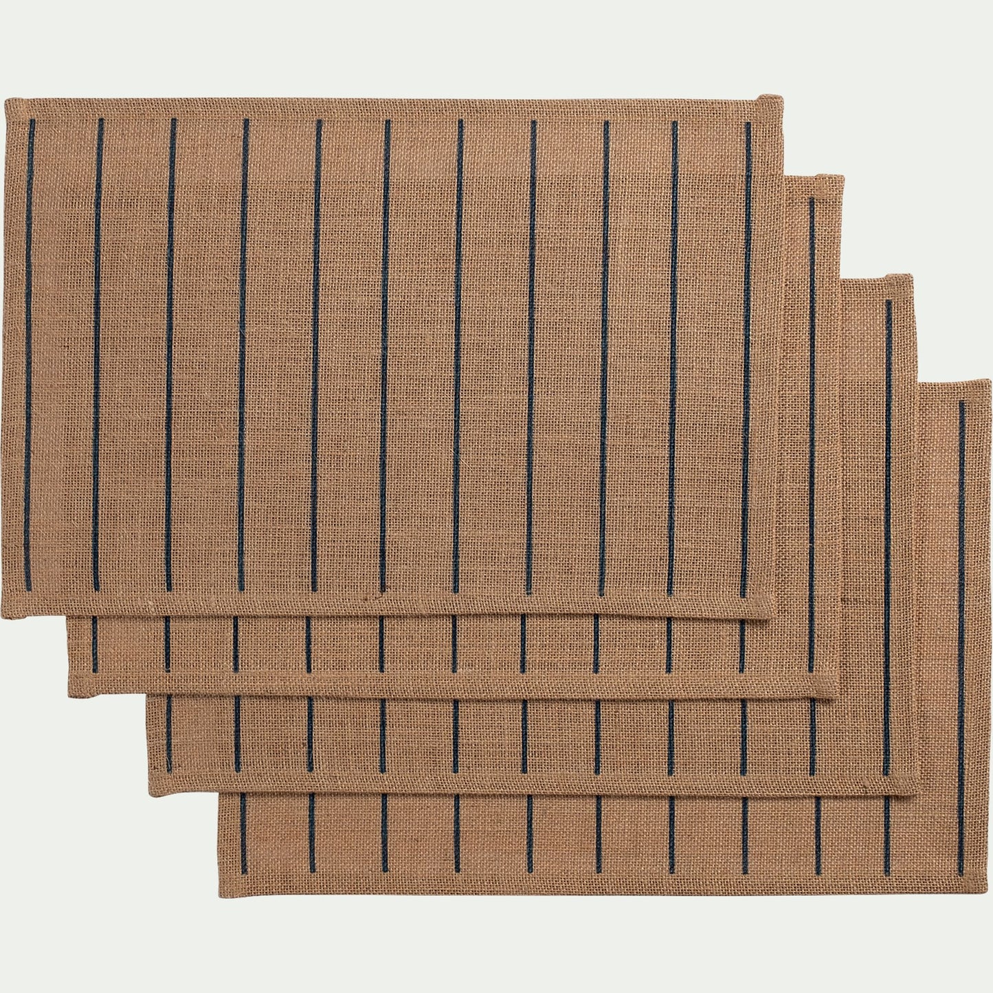 UZES - Lot de 4 sets de table à rayures en jute 30x45cm - bleu