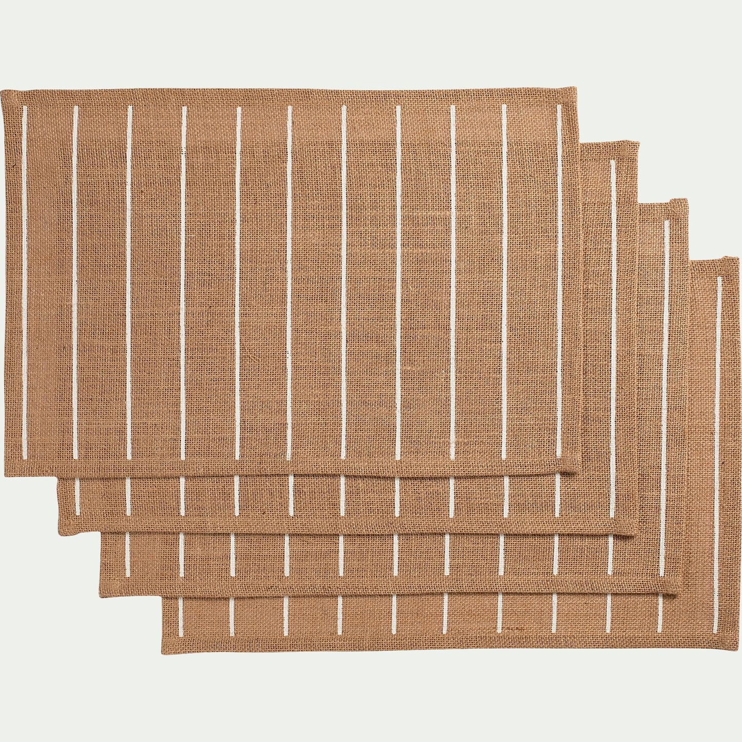 UZES - Lot de 4 sets de table à rayures en jute 30x45cm - naturel