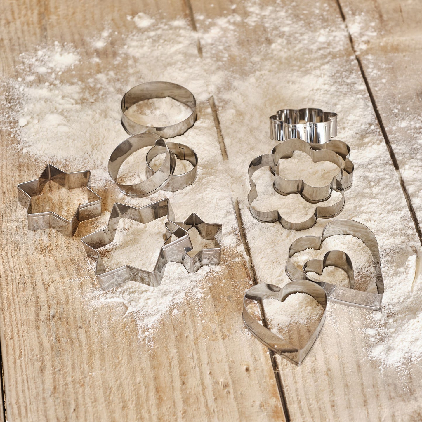 PATISDECOR - Lot de 12 emporte-pièces en inox - argenté