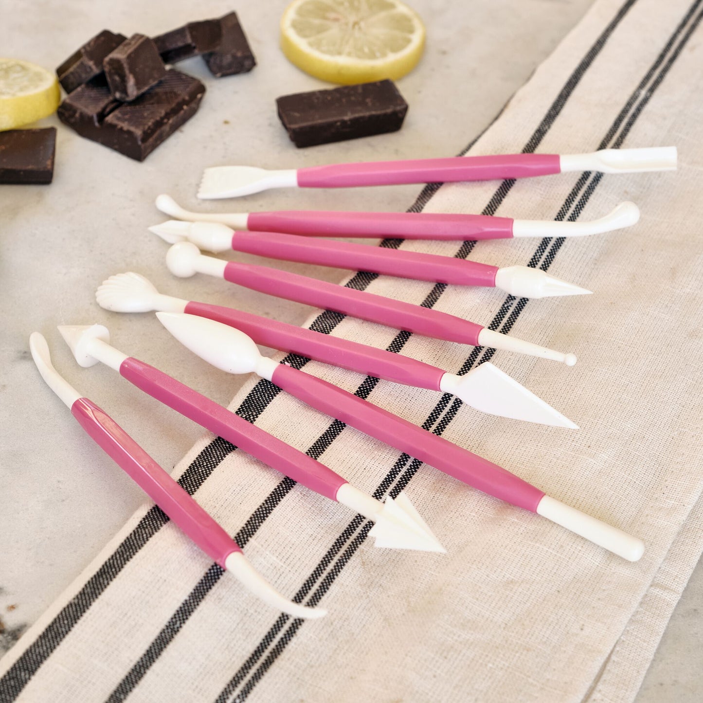 PATISDECOR - Lot de 8 ébauchoirs doubles à pâte à sucre - rose