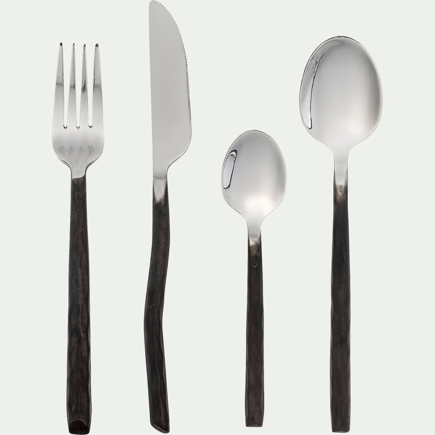 OXI - Ménagère 16 pièces en inox et manche noir