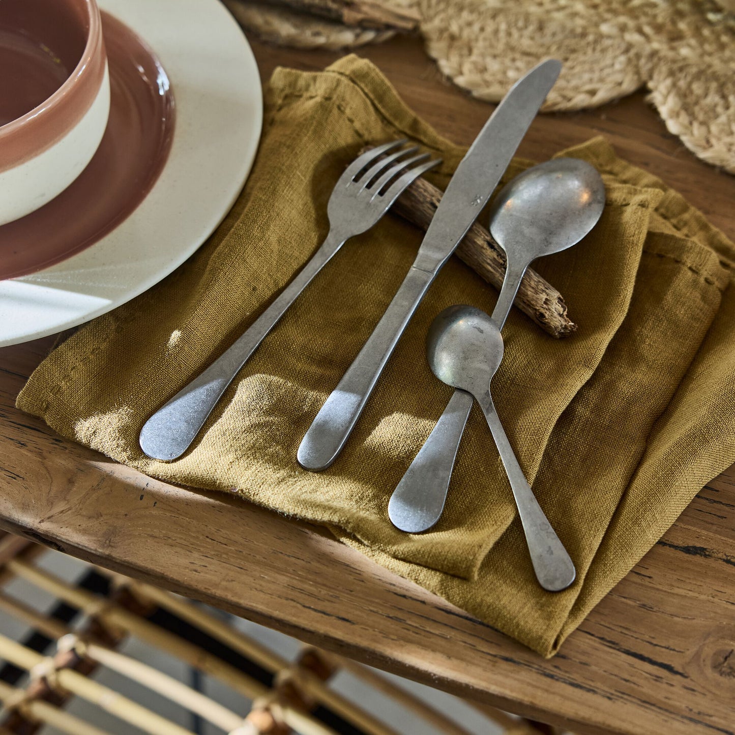 VINTAGE - Ménagère 16 pièces en inox - argenté vieilli