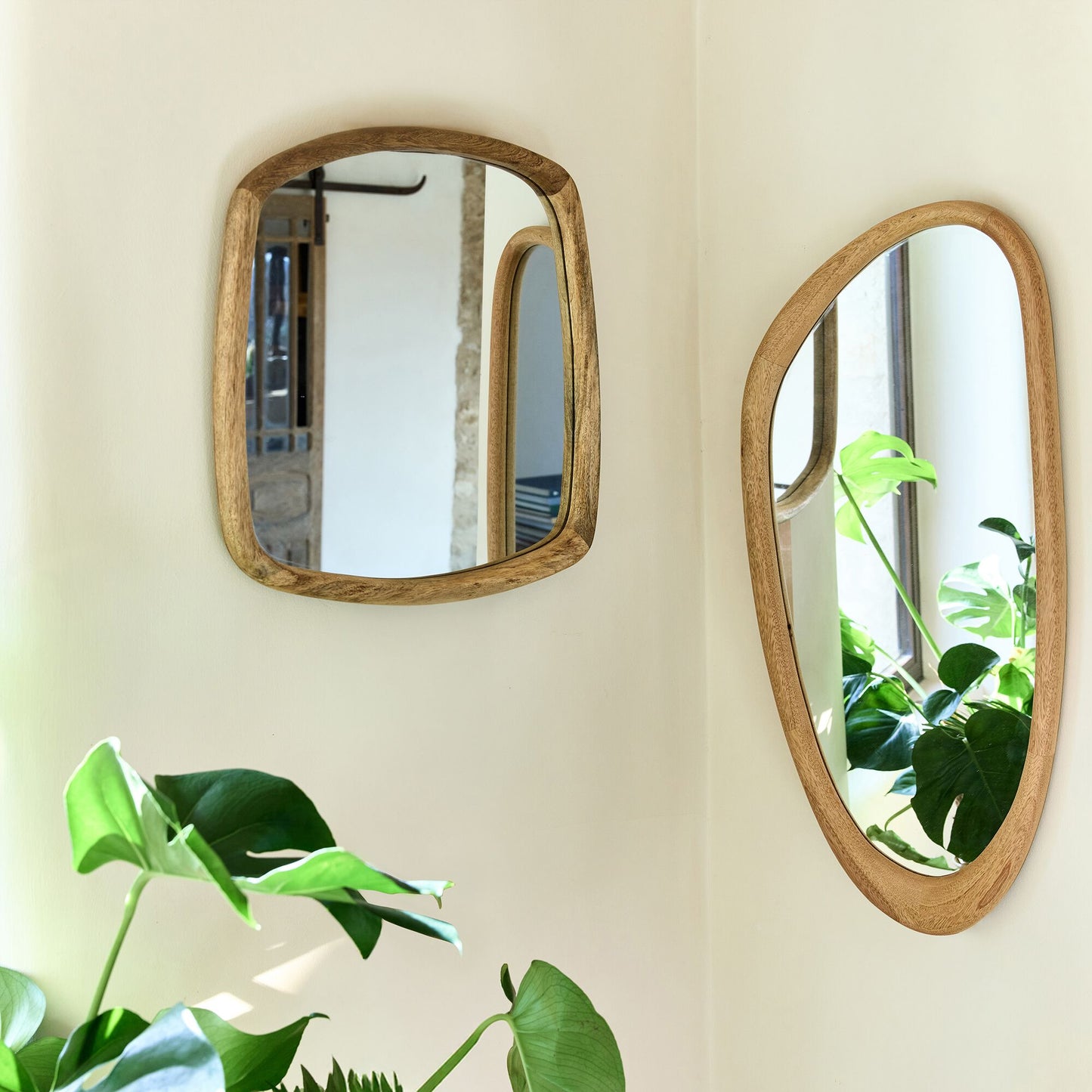 ALMOS - Miroir carré en bois de manguier 50x50cm - naturel