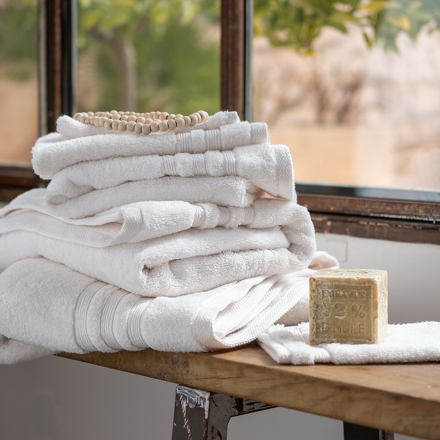 NOUN - Linge de toilette bouclette en coton - blanc ventoux