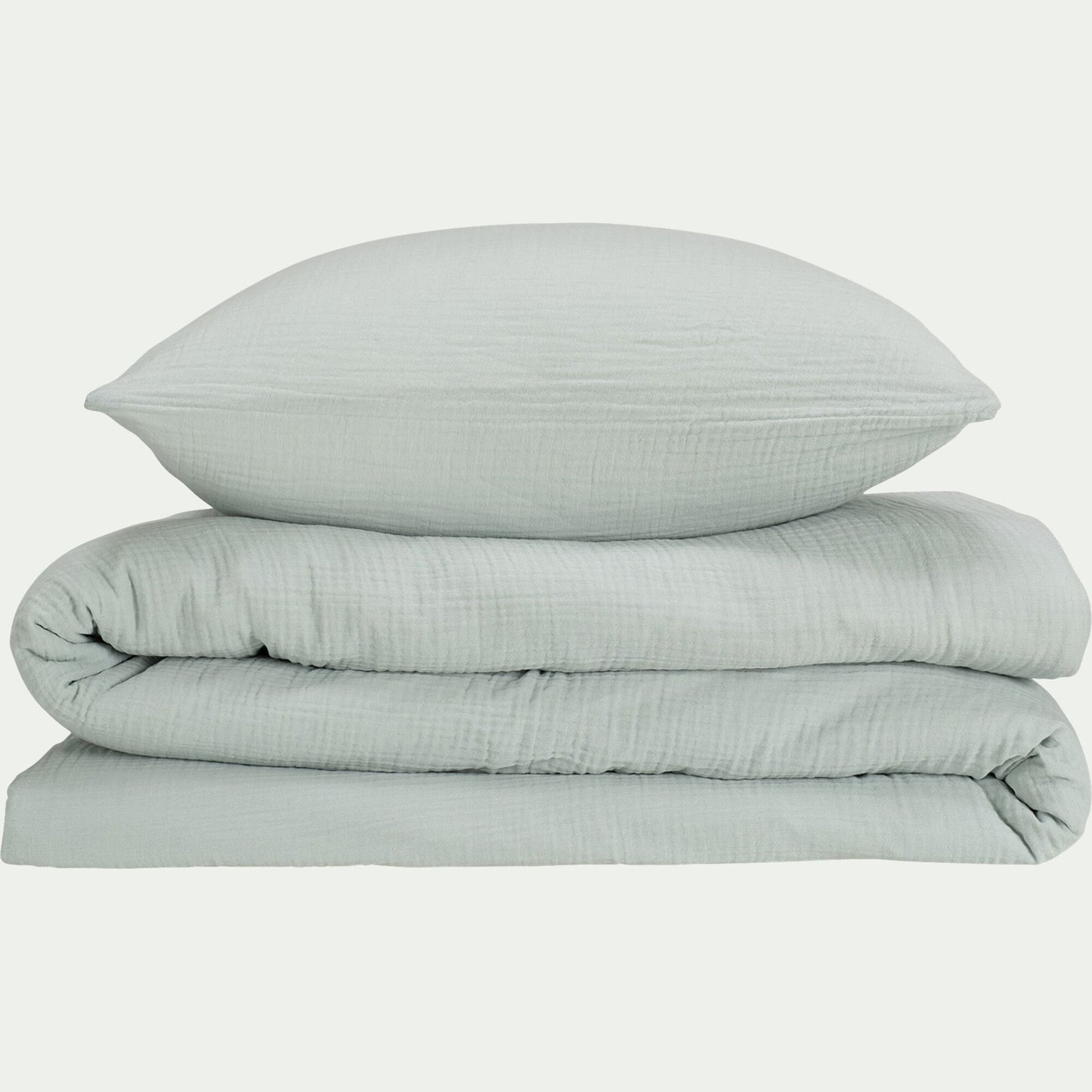 BALETI - Housse de couette 240x220cm et 2 taies d'oreiller 63x63cm en double gaze de coton - bleu littoral