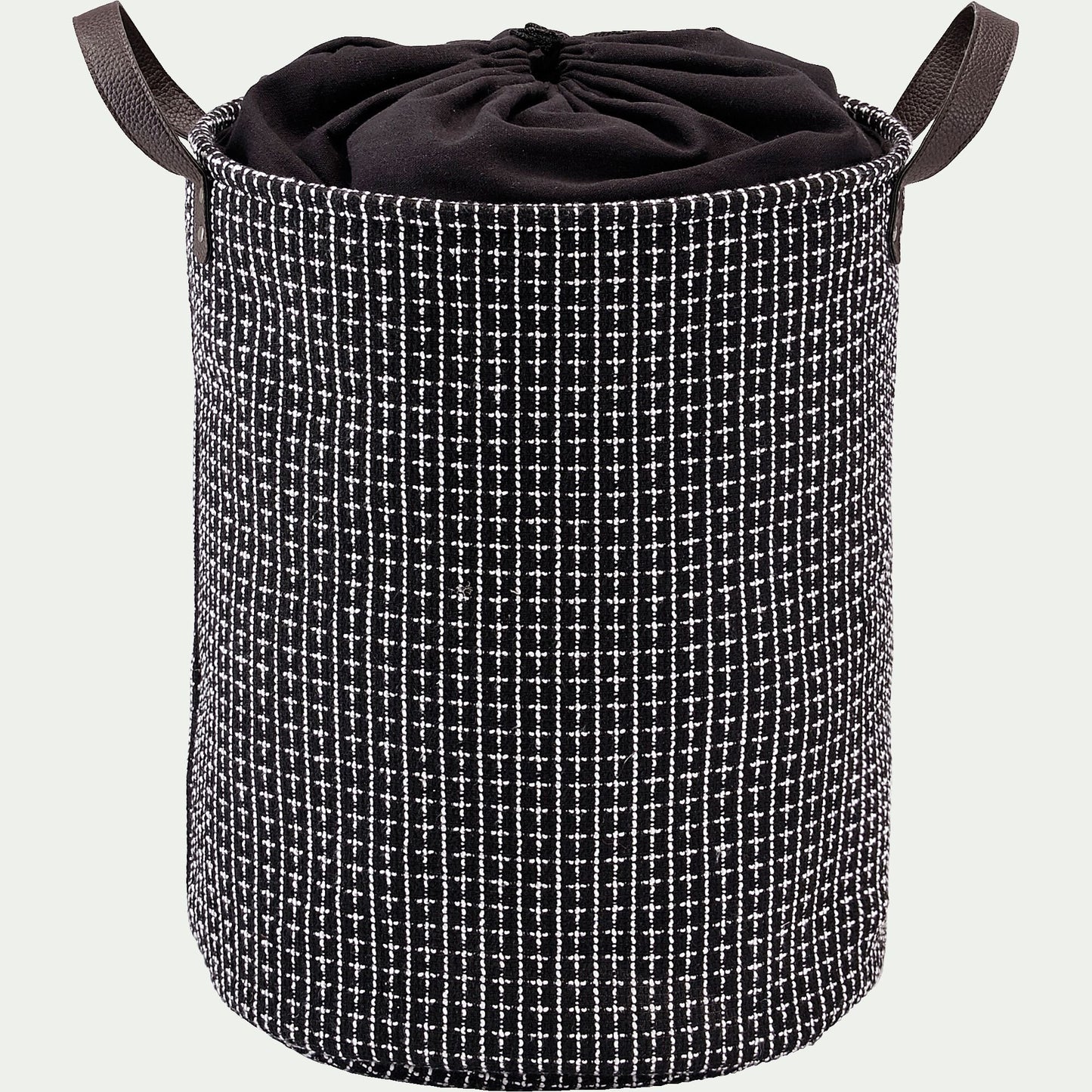 TANGUY - Panier à linge en tissu - noir H50xD38cm