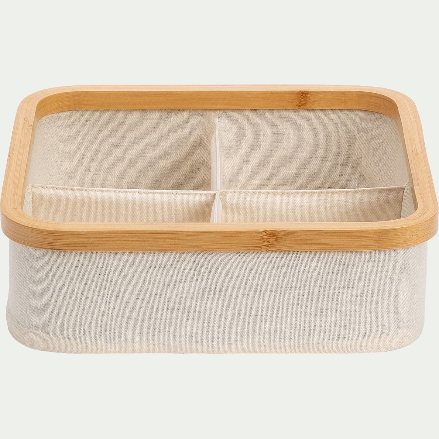 LINO - Panier en polycoton et bambou H9xL30cm - blanc