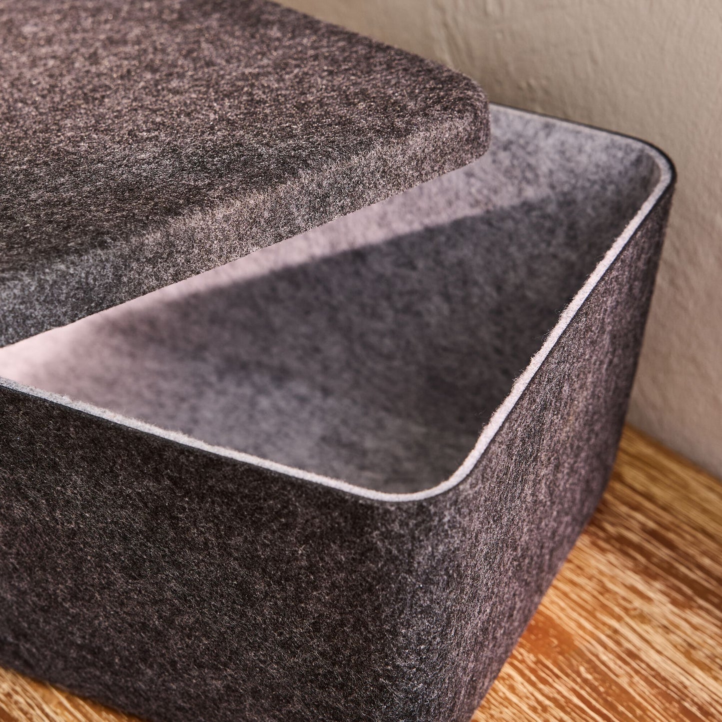 MENDE - Panier de rangement en feutrine H16cm - gris anthracite