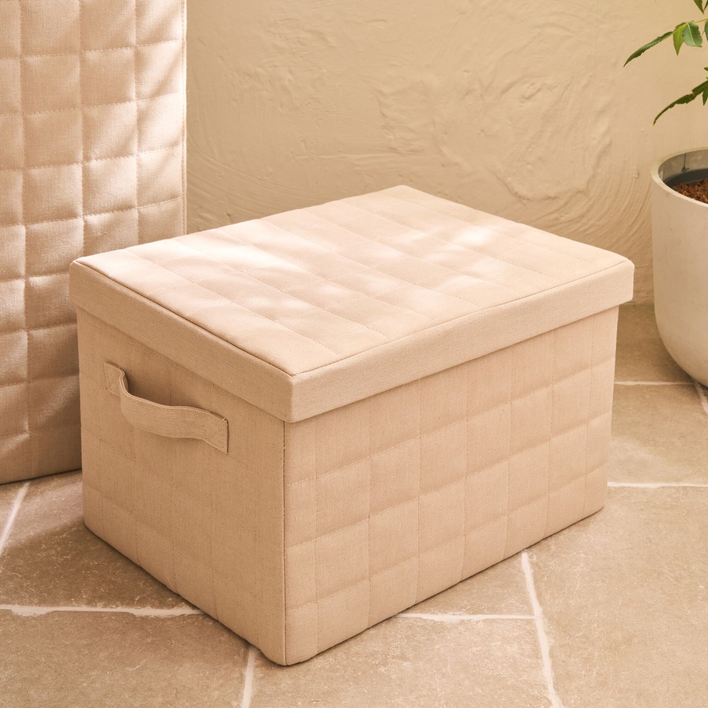 PEYROLLES - Panier de rangement pliable en tissu L38cm - beige