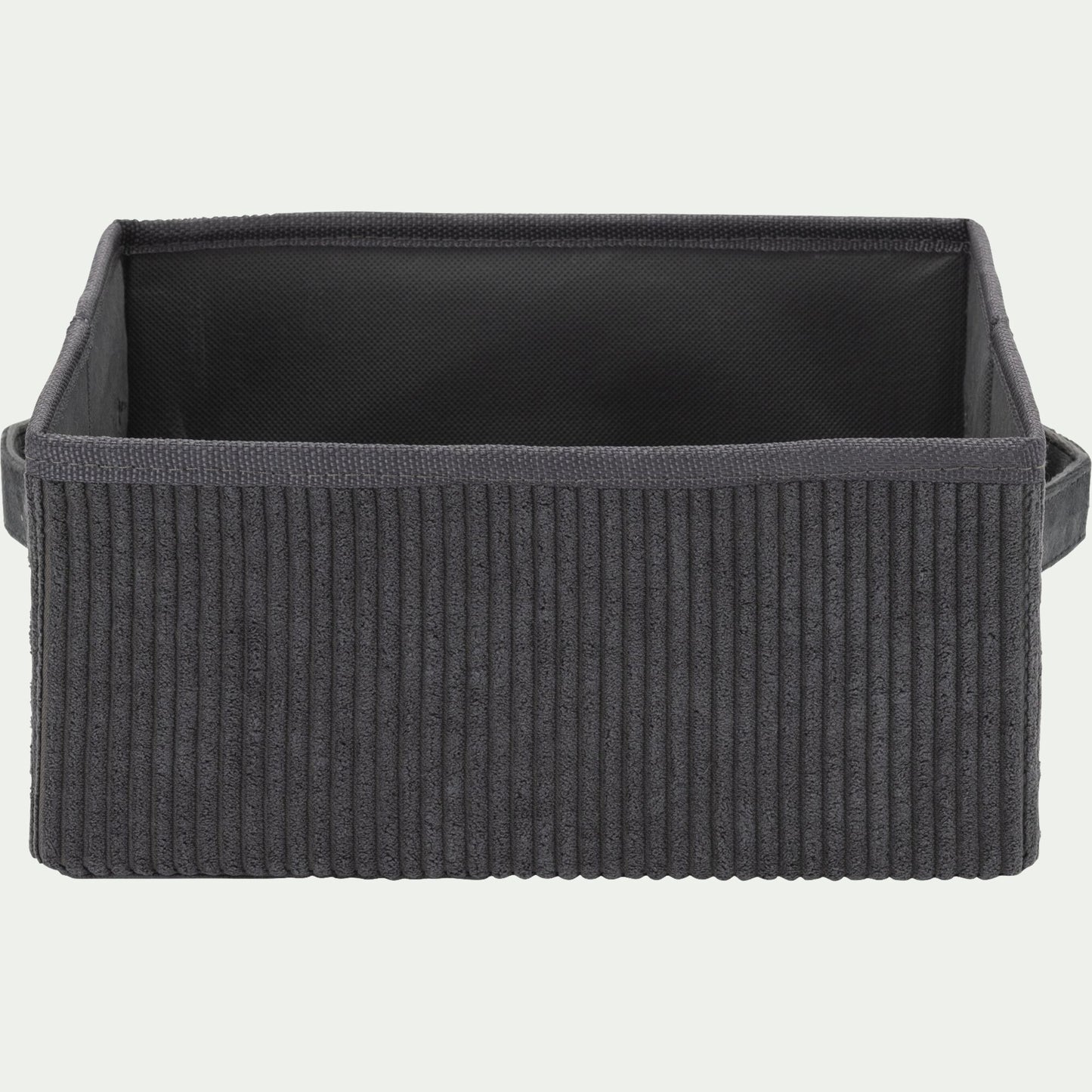 VELA - Panier de rangement en velours côtelé H12xL26xl20 cm - gris ardoise