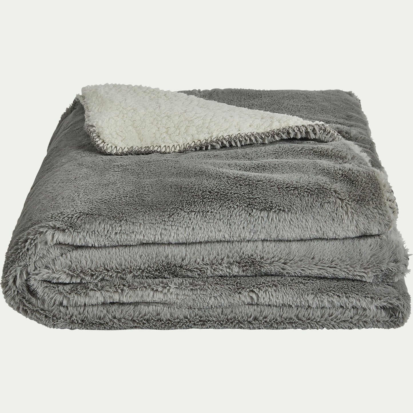 MARIUS - Plaid imitation fourrure 130x170cm - gris restanque