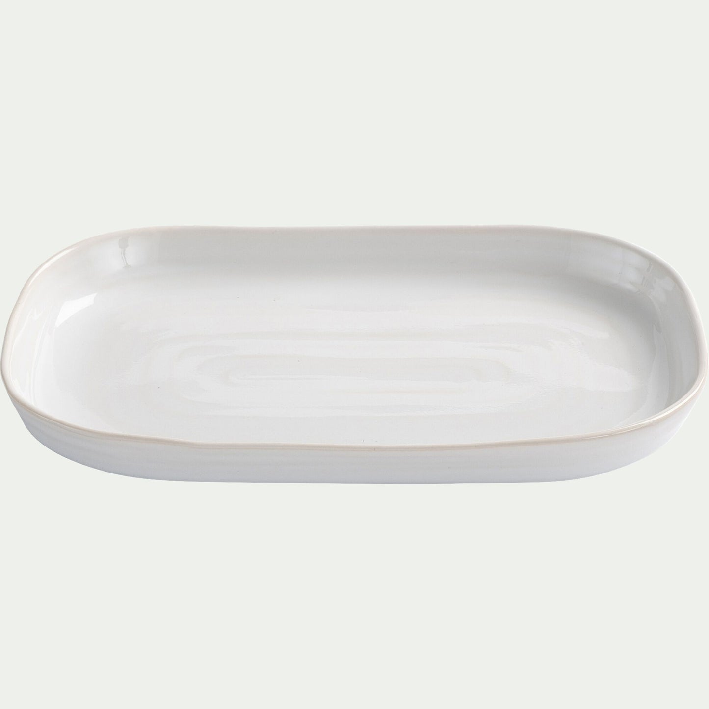 ALQUEVA - Plateau décoratif en grès 12x20cm - blanc