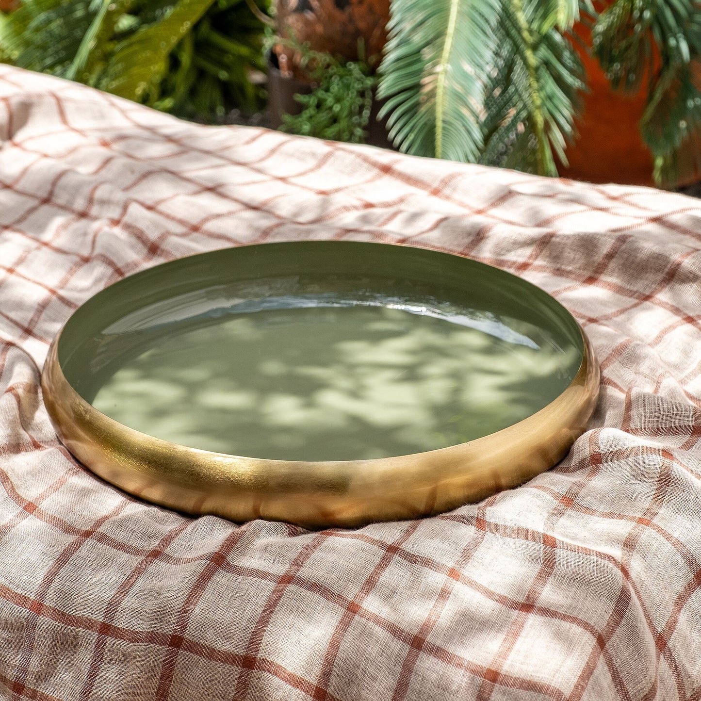 MELEZET - Plateau rond en fer D43cm - vert cèdre
