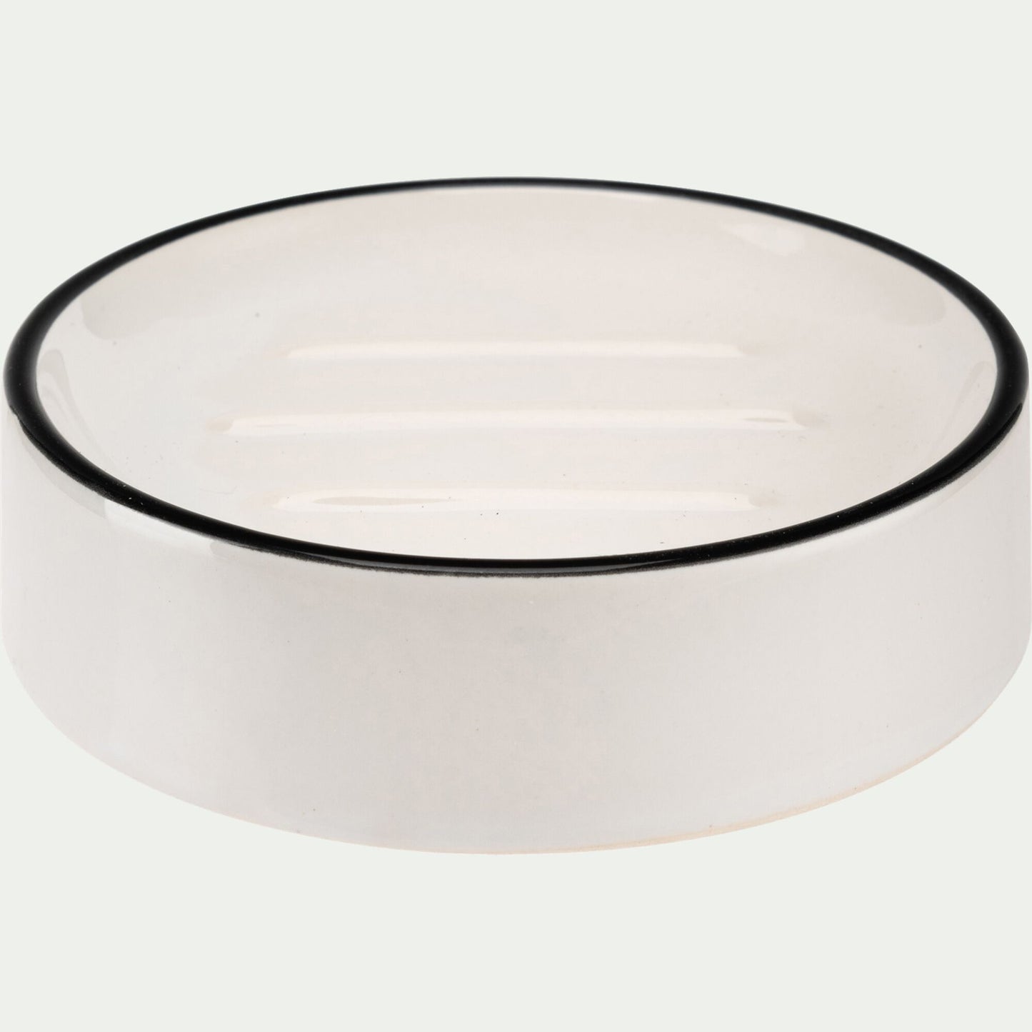 DIVI - Porte savon rond en grès - blanc D12cm