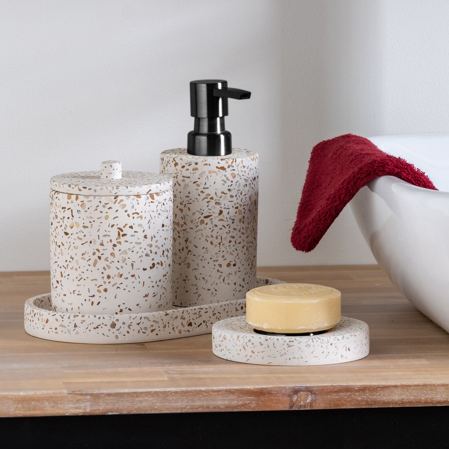 TERRAIO - Porte-savon en terrazzo D11cm - blanc