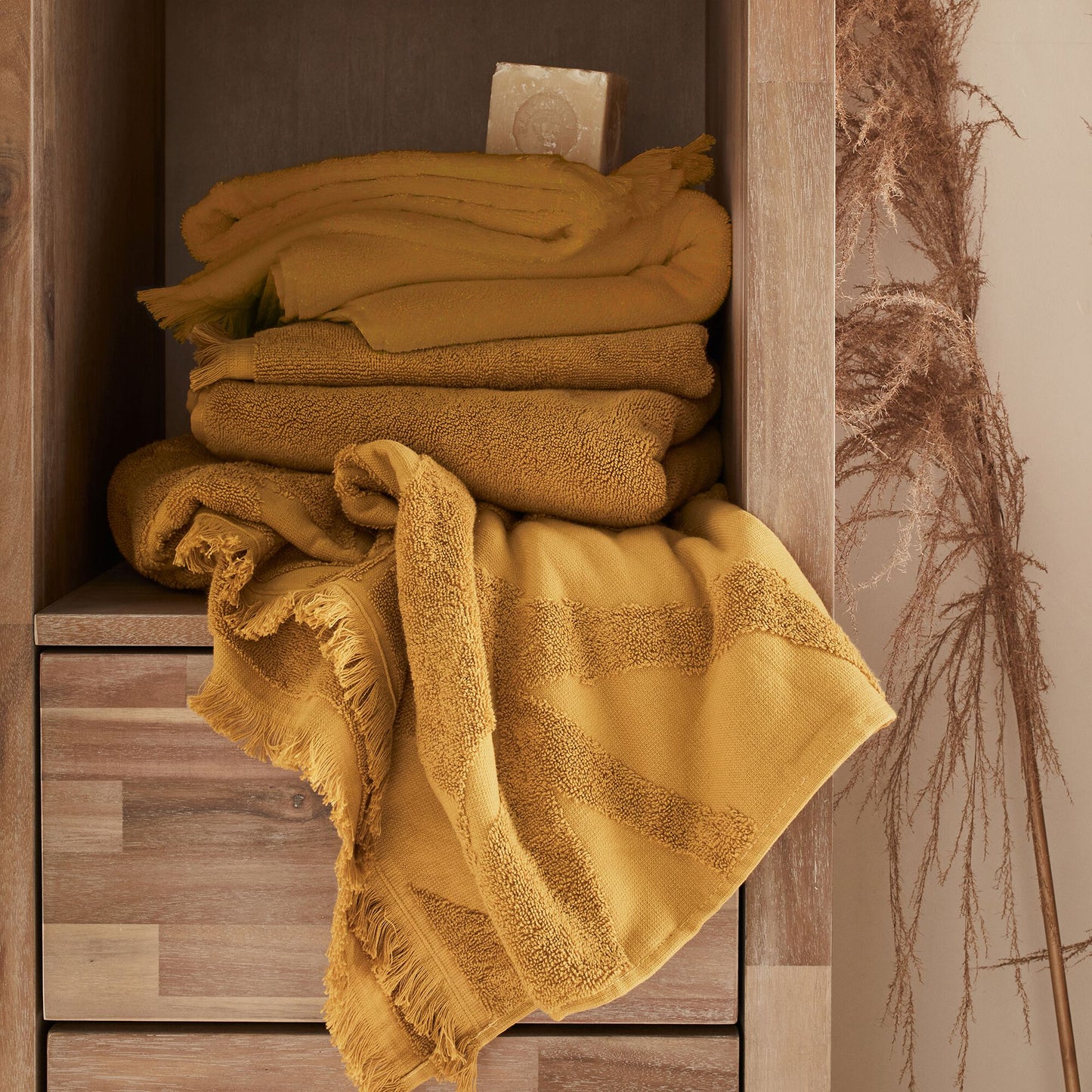 RYAD - Linge de toilette en coton - jaune argan
