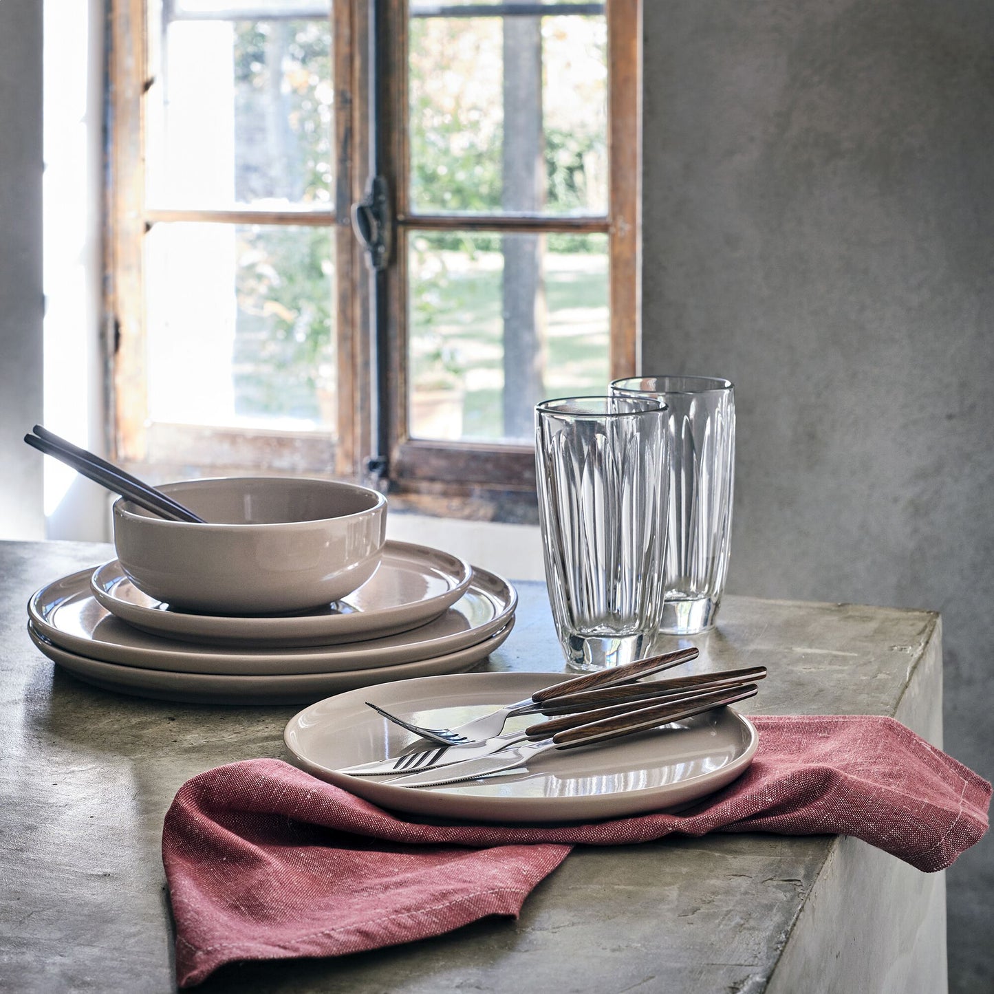 SELMA - Service de vaisselle en faïence - beige alpilles