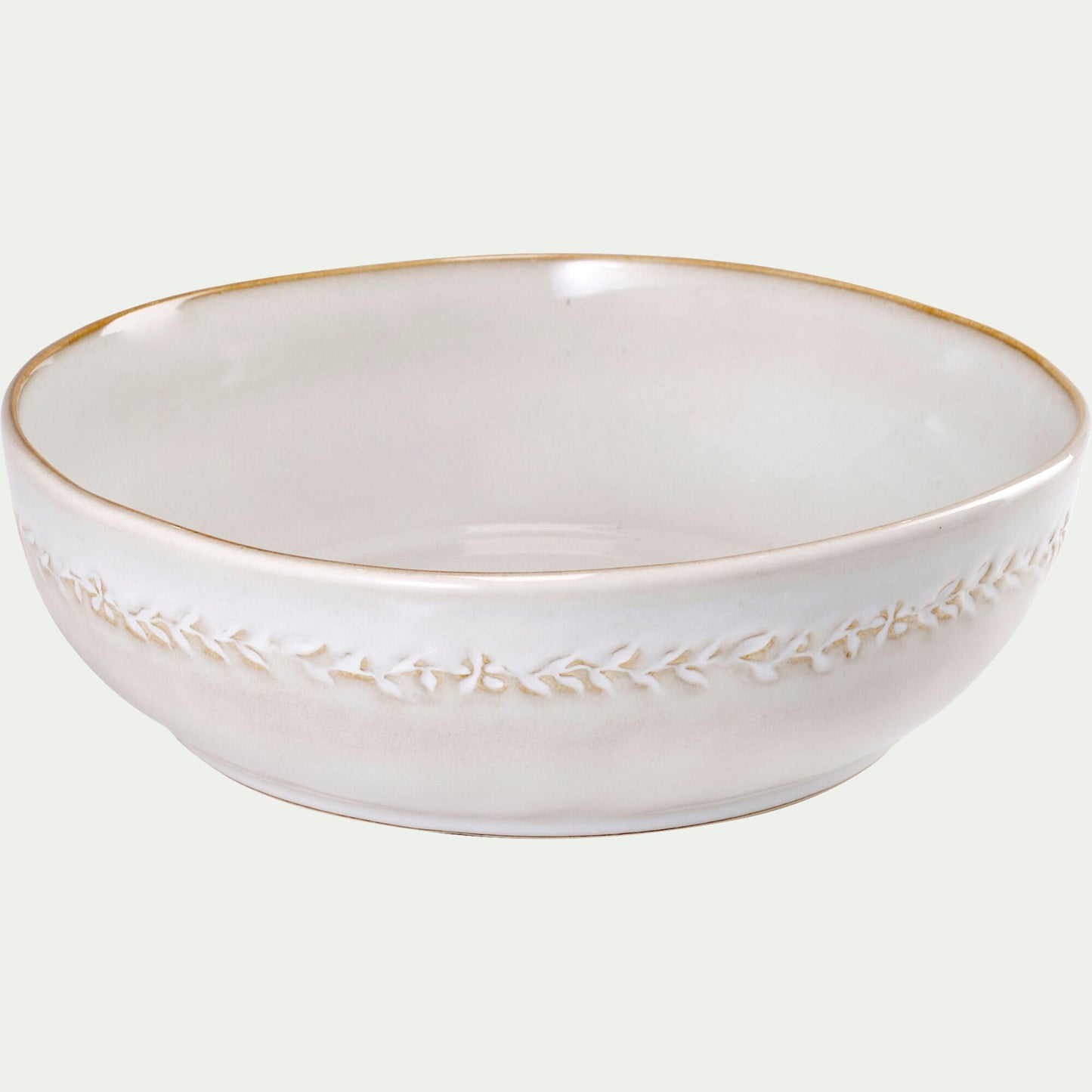 ALBA - Saladier à motif végétal en grès D26cm - beige alpilles