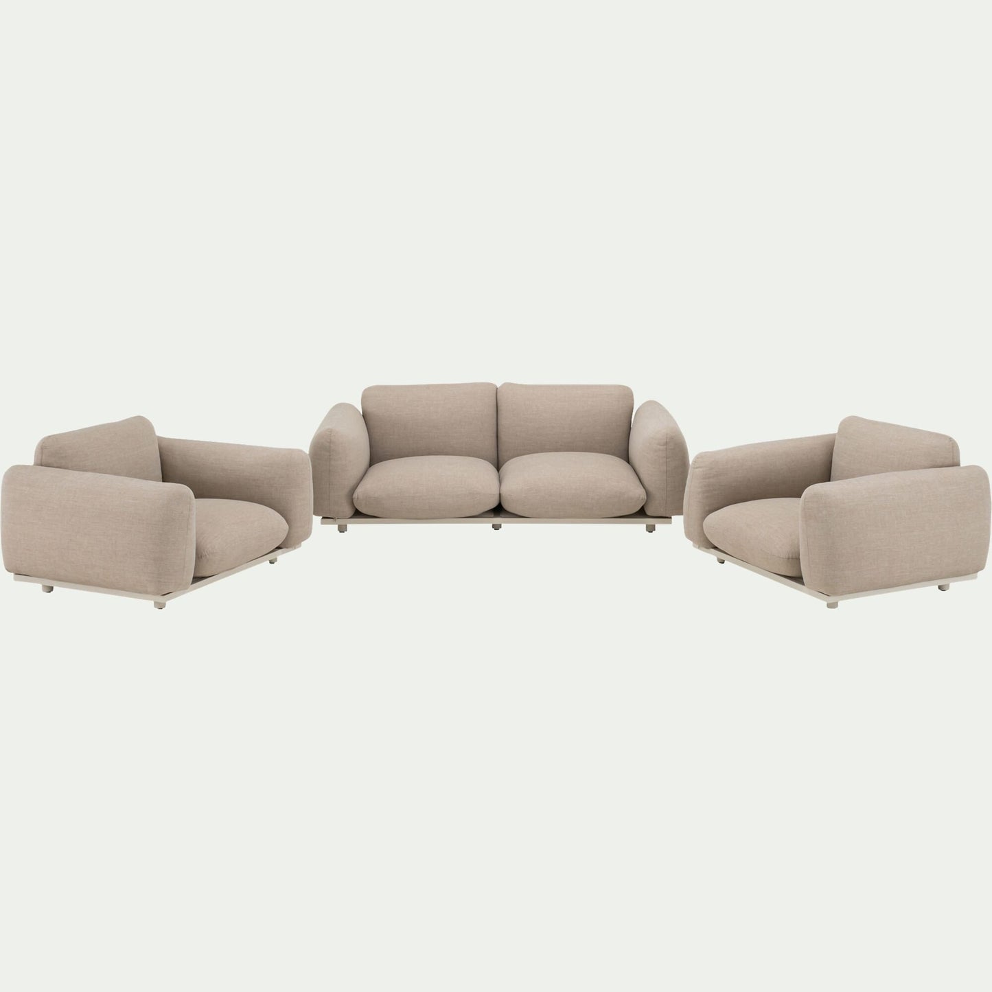 MONTE CRISTO - Salon de jardin en acier et coussins en tissu - beige sable (4 places)