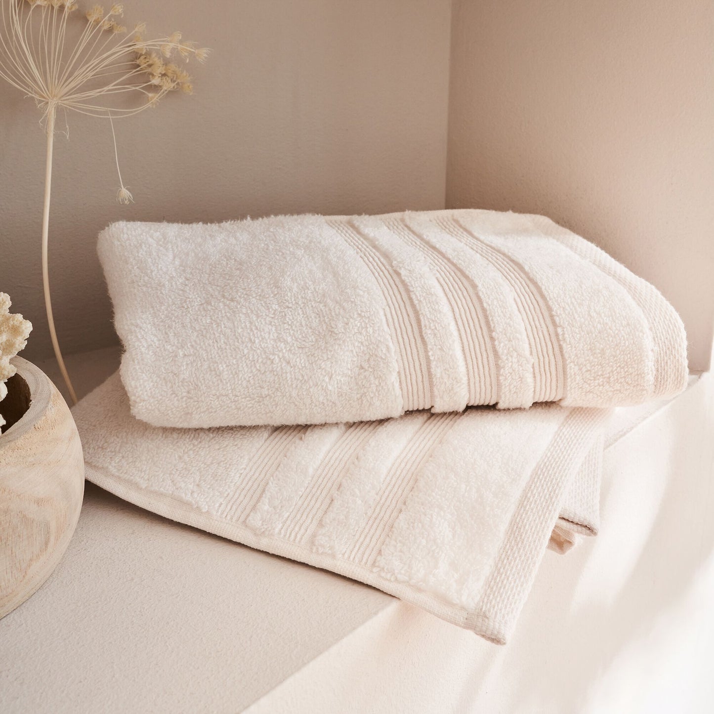 NOUN - Serviette de bain bouclette en coton - blanc ventoux 50x100cm