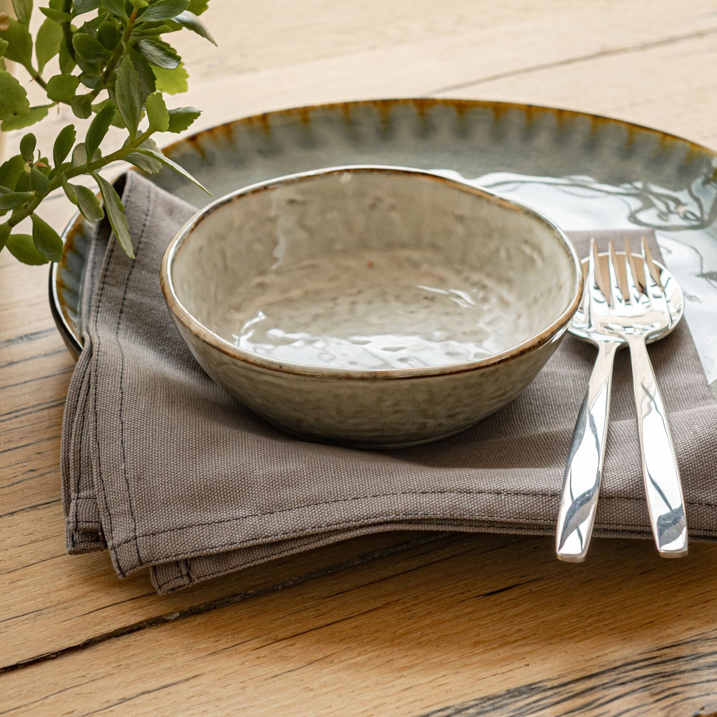 VENASQUE - Serviette de table en coton gris borie 41x41cm