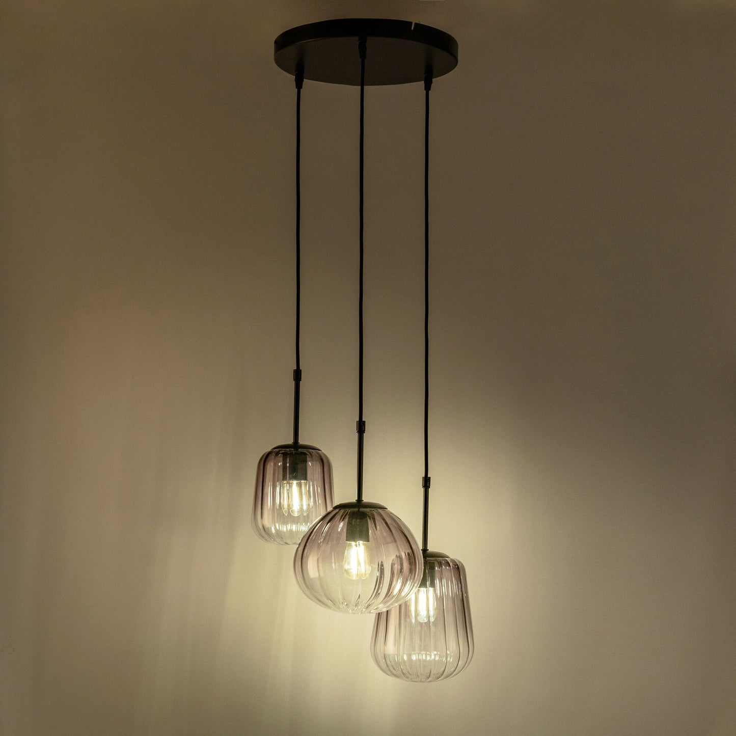OROMIA - Suspension électrifiée avec 3 lampes en verre - gris