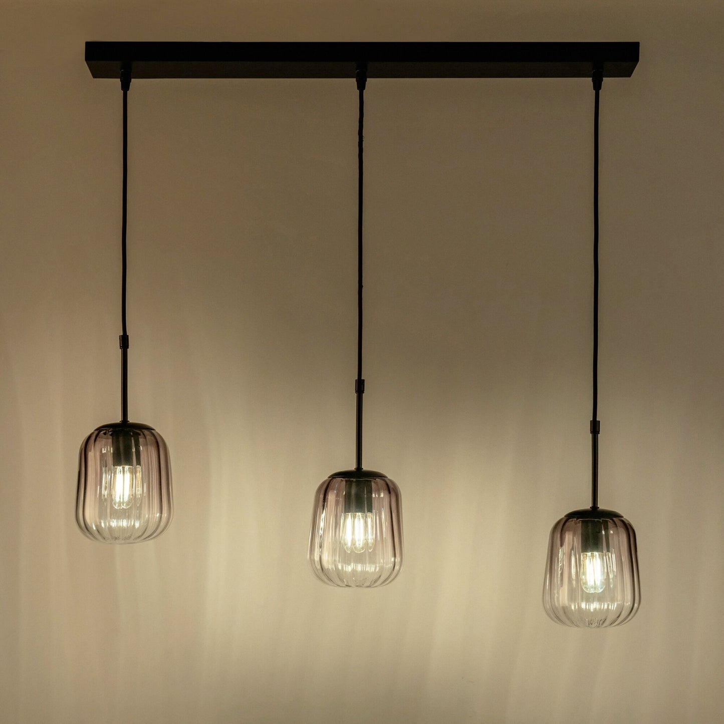 OROMIA - Suspension électrifiée avec 3 luminaires en verre - gris