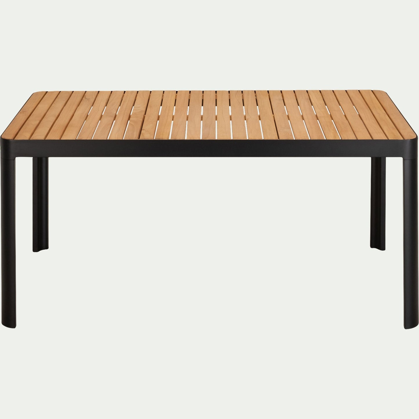 TASTA - Table de repas jardin en aluminium et teck - bois clair (6 places)