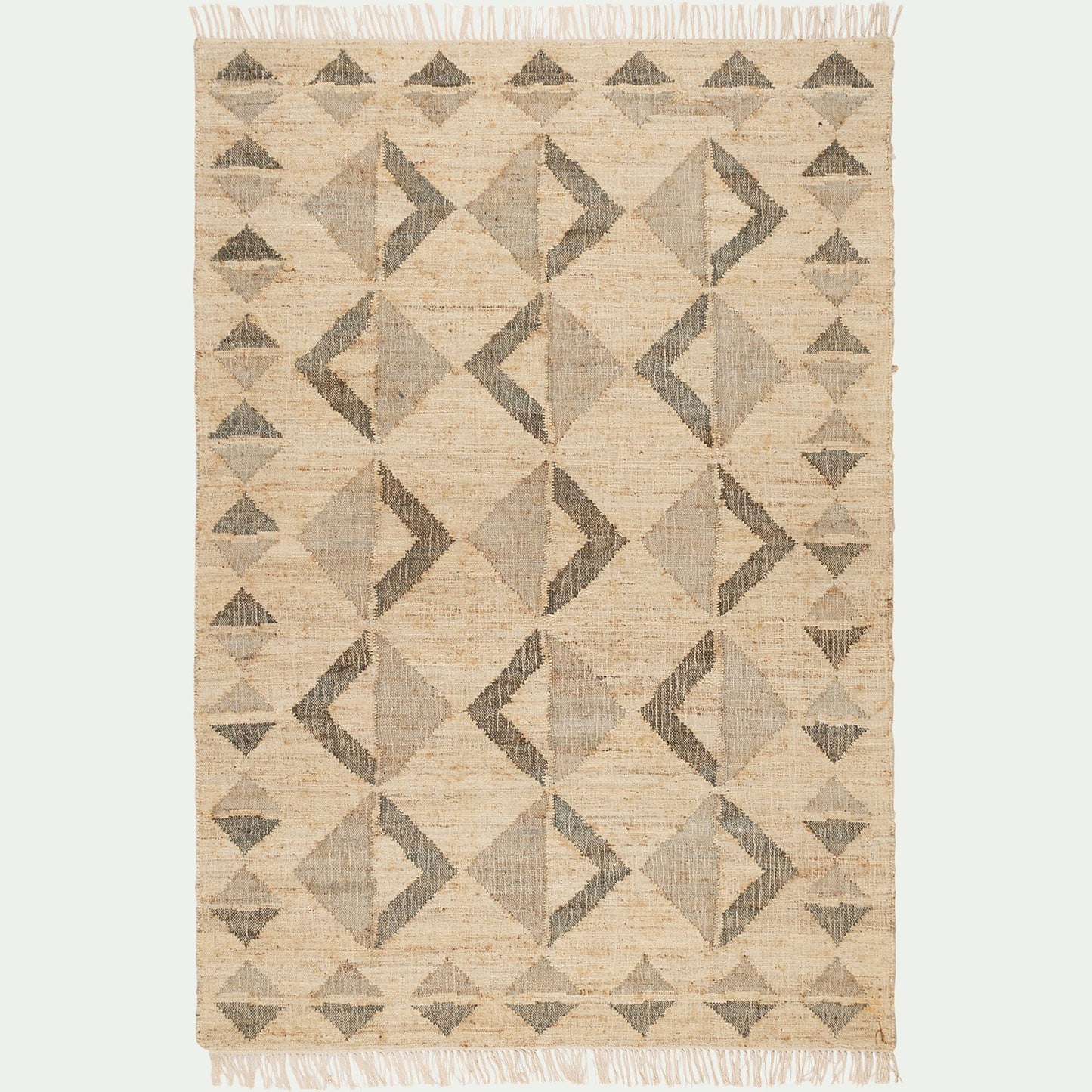 KISKA - Tapis tissé en jute et coton - beige 160x230cm