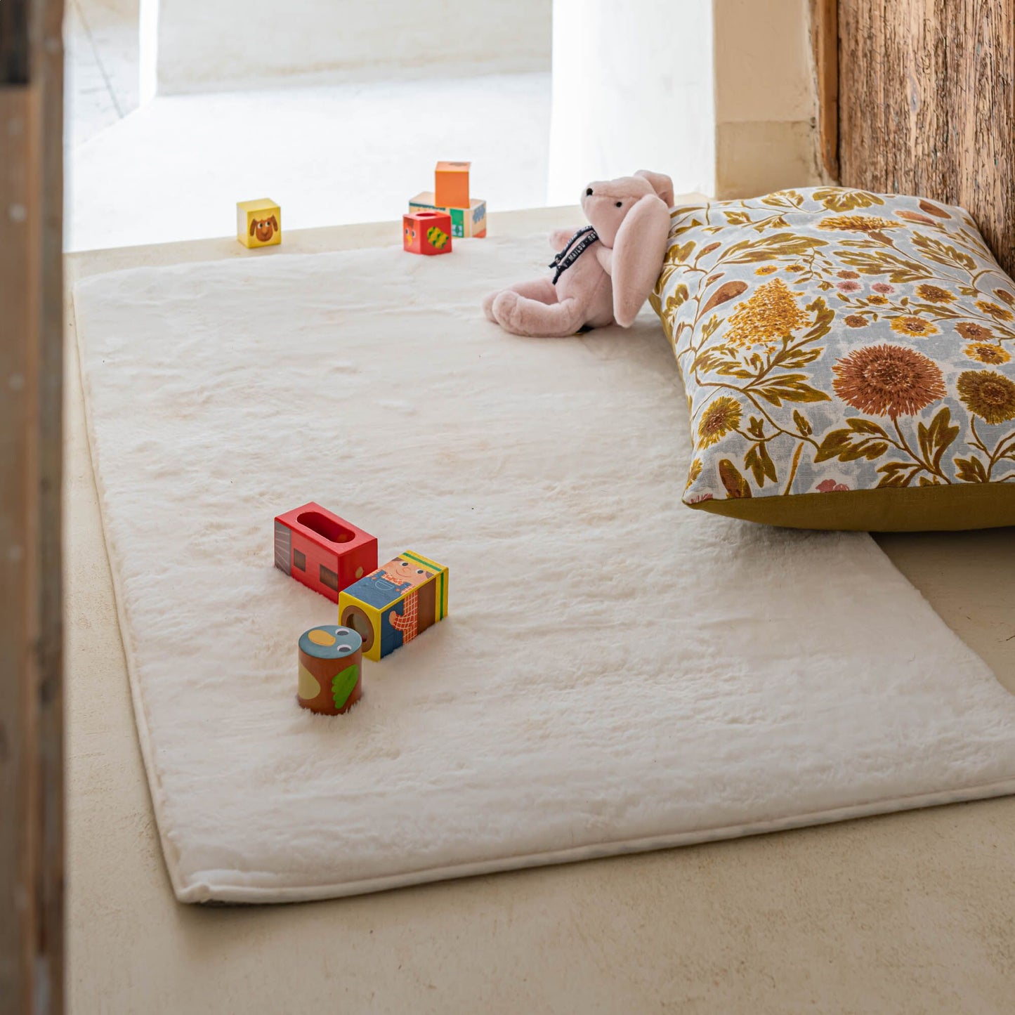 ROBIN - Tapis imitation fourrure - blanc ventoux 60x110cm