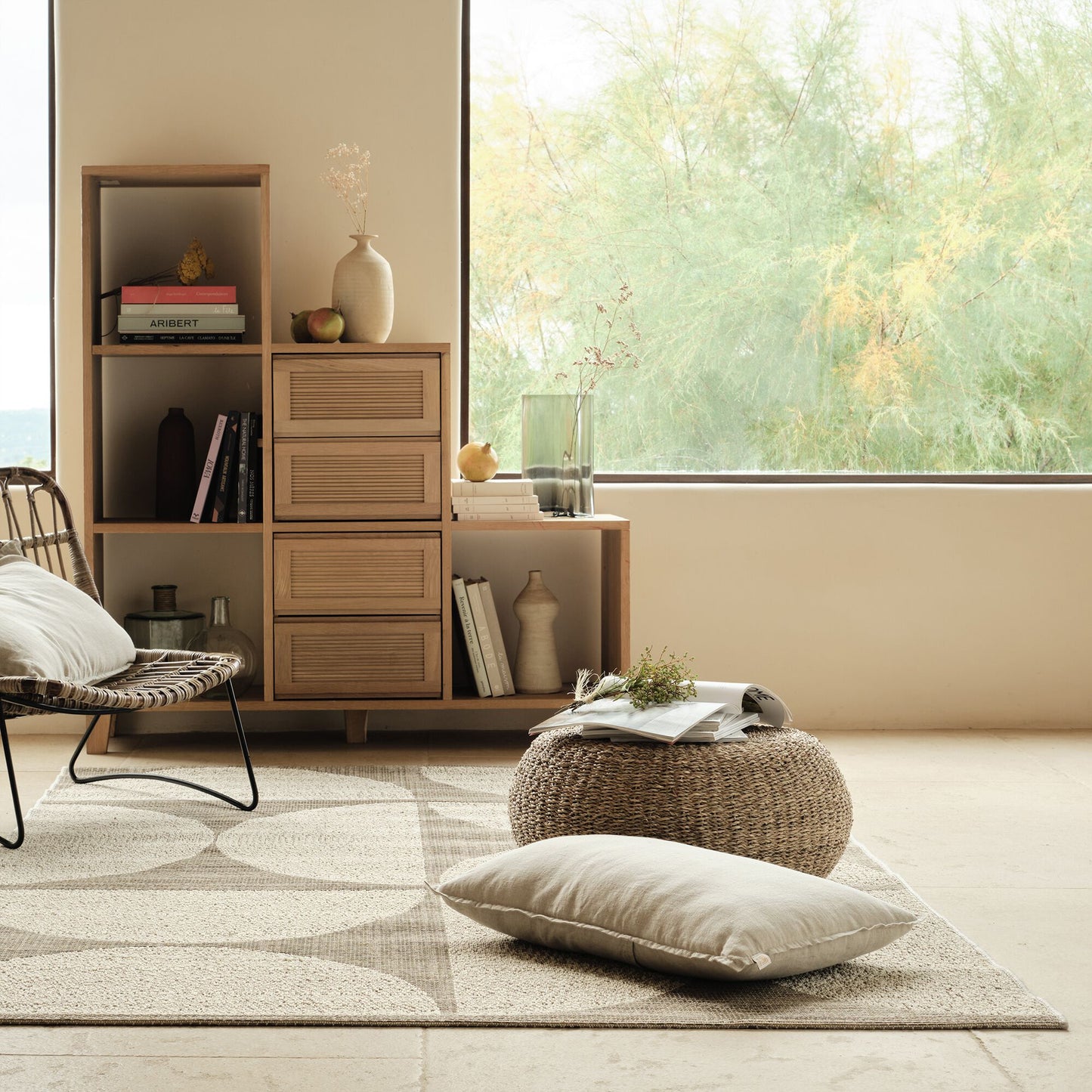 RULI - Tapis intérieur extérieur à motif géométrique 120x170cm - naturel