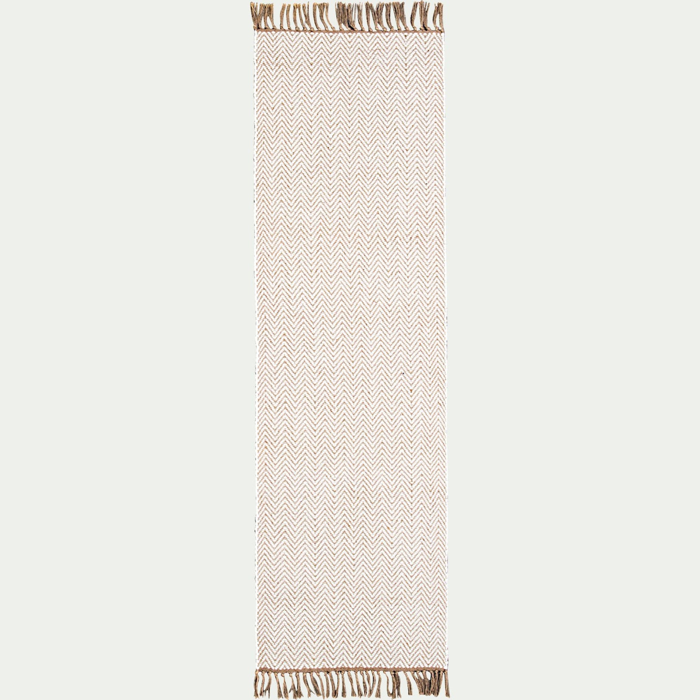 TURAU - Tapis de couloir et laine et jute - blanc 60x200cm