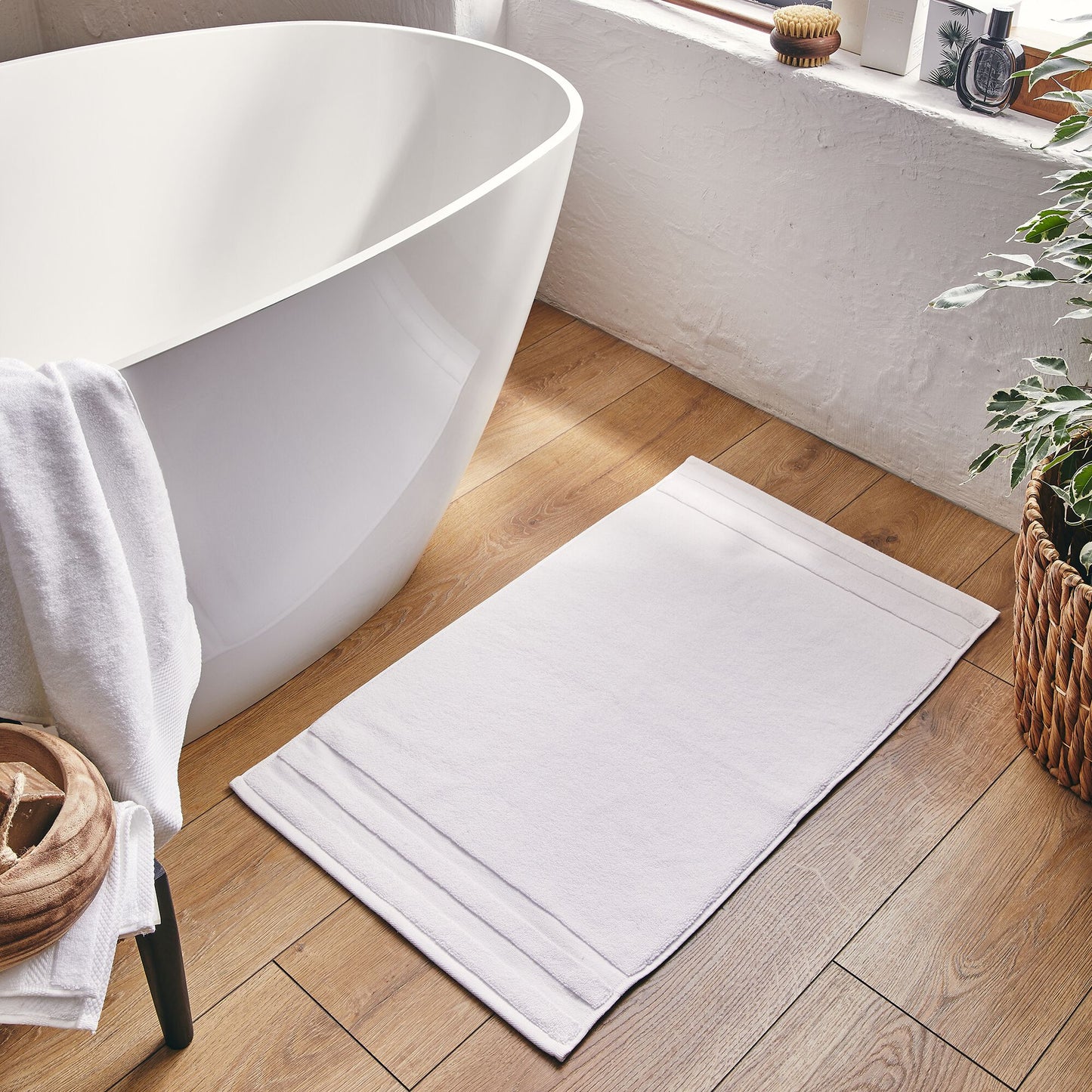 RIVIERA - Tapis de bain qualité hôtelière en coton - blanc 50x80cm