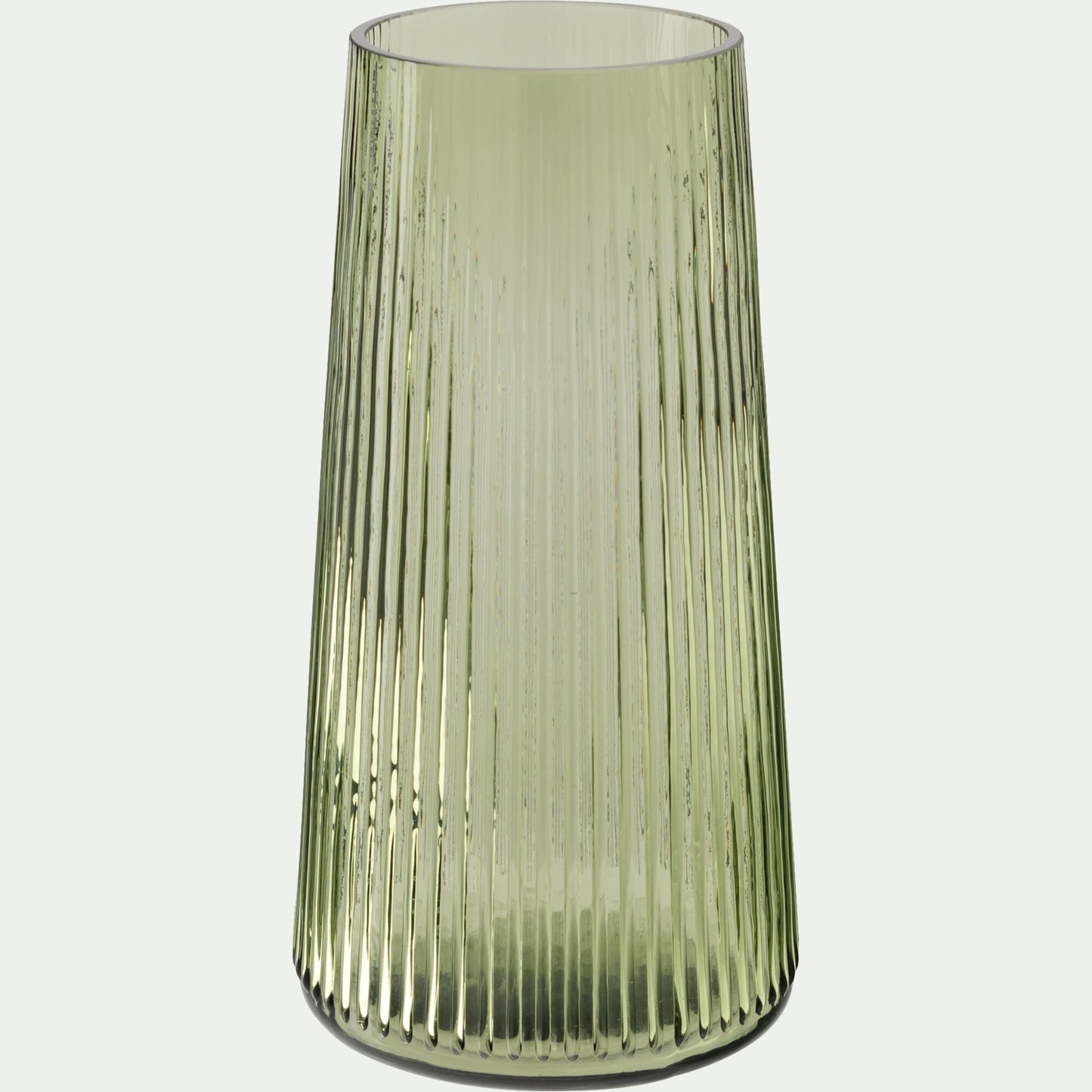 LABASI - Vase classique en verre strié H24cm - vert