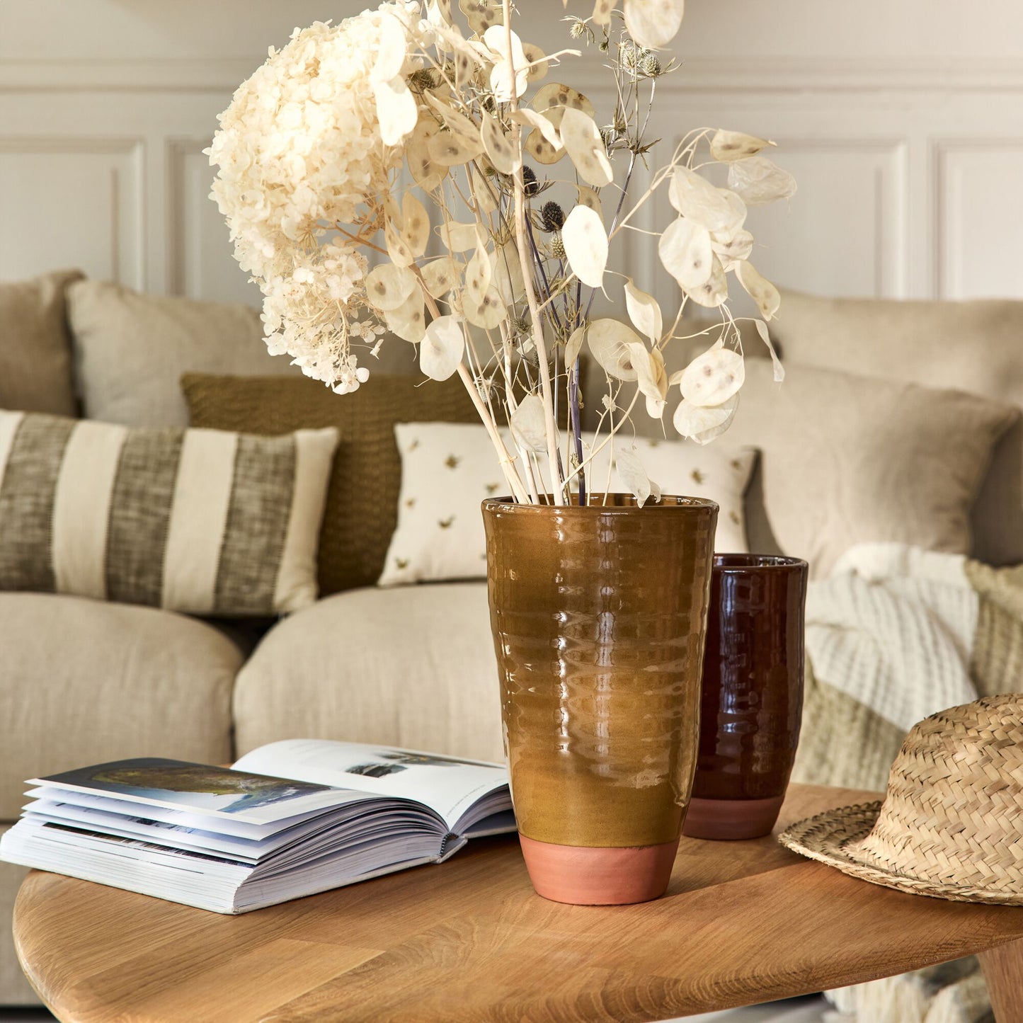 SALAZIE - Vase bicolore en terre cuite H27cm - marron noisette