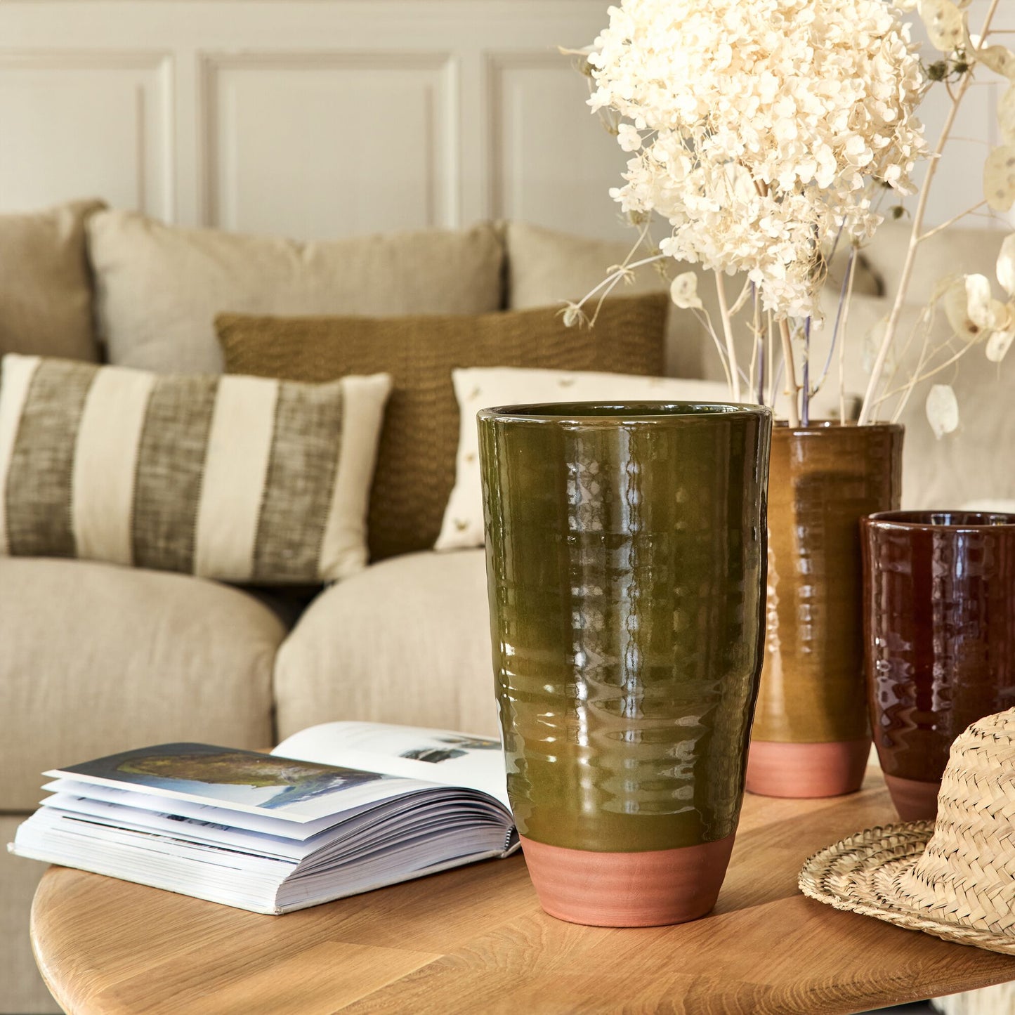 SALAZIE - Vase bicolore en terre cuite H30cm - vert