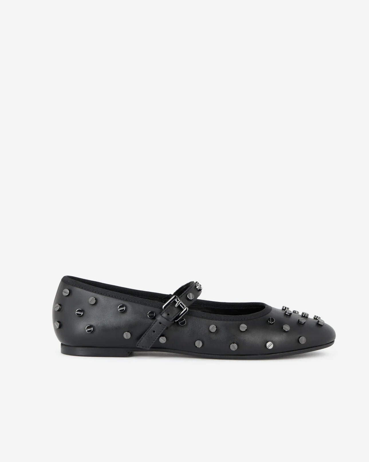 Ballerines en cuir noir avec clous