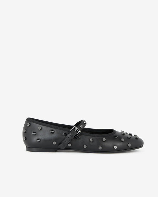 Ballerines en cuir noir avec clous