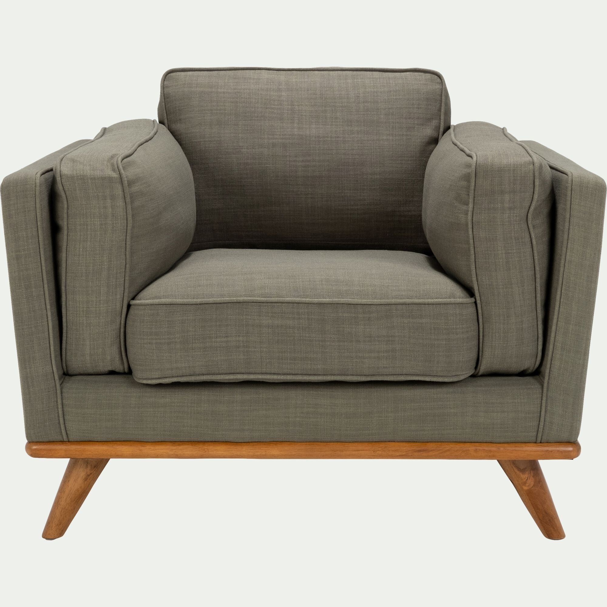 ASTORIA - Fauteuil en tissu kaki cèdre