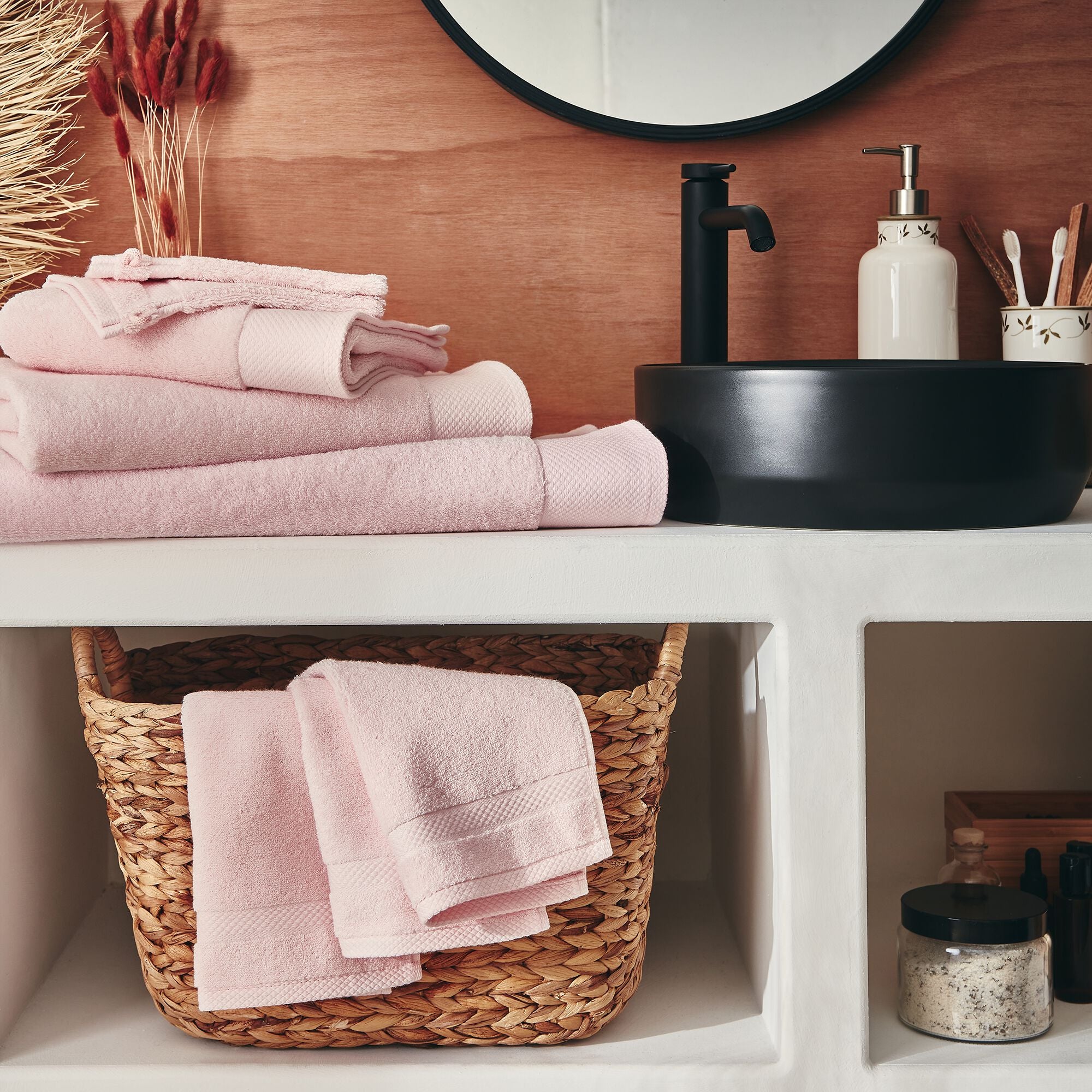 AZUR - Linge de toilette en coton peigné - rose simos